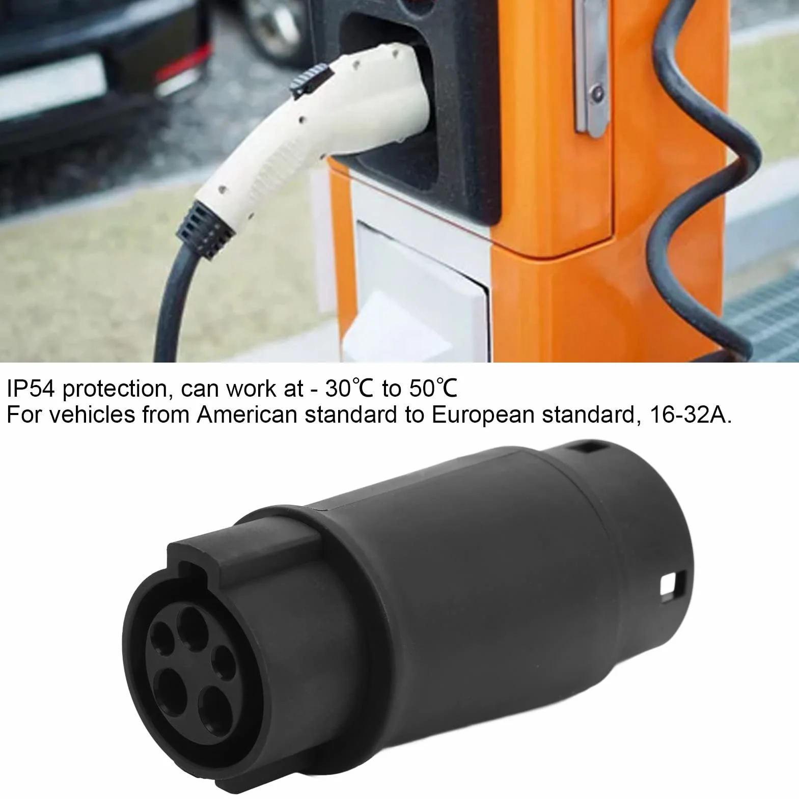 Aramox Adapter do ładowania pojazdów elektrycznych typu 1 do typu 2 Złącze EV 16-32A 220-250 V dla pojazdów standardowych od USA do UE