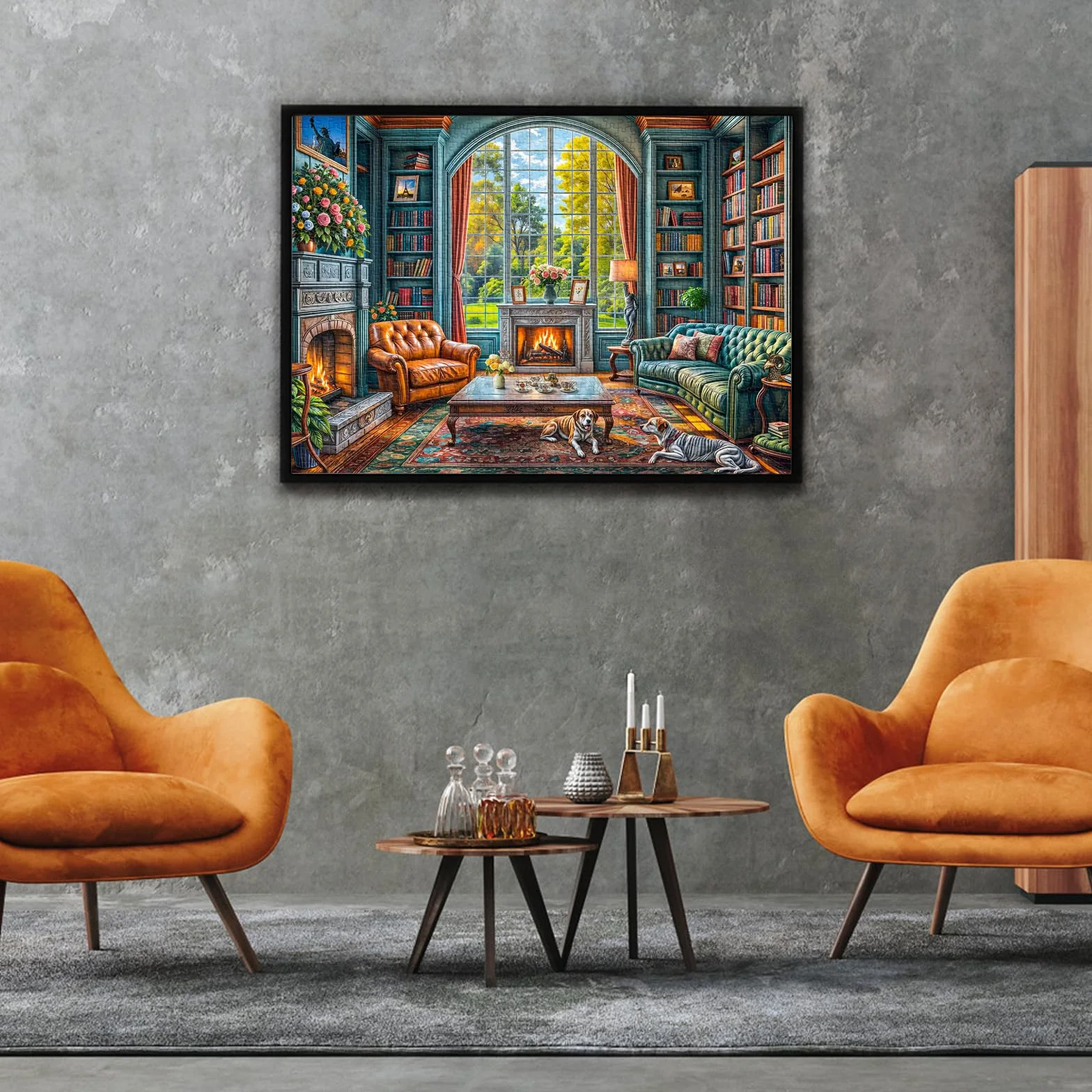 Puzzle 1000 elementów dla dorosłych i dzieci, Niemożliwa Gra, Układanka jako Prezent, Sprytne Zagadki, Kolorowa Układanka, Puzzle z Motywem Ciepłego Gabinetu