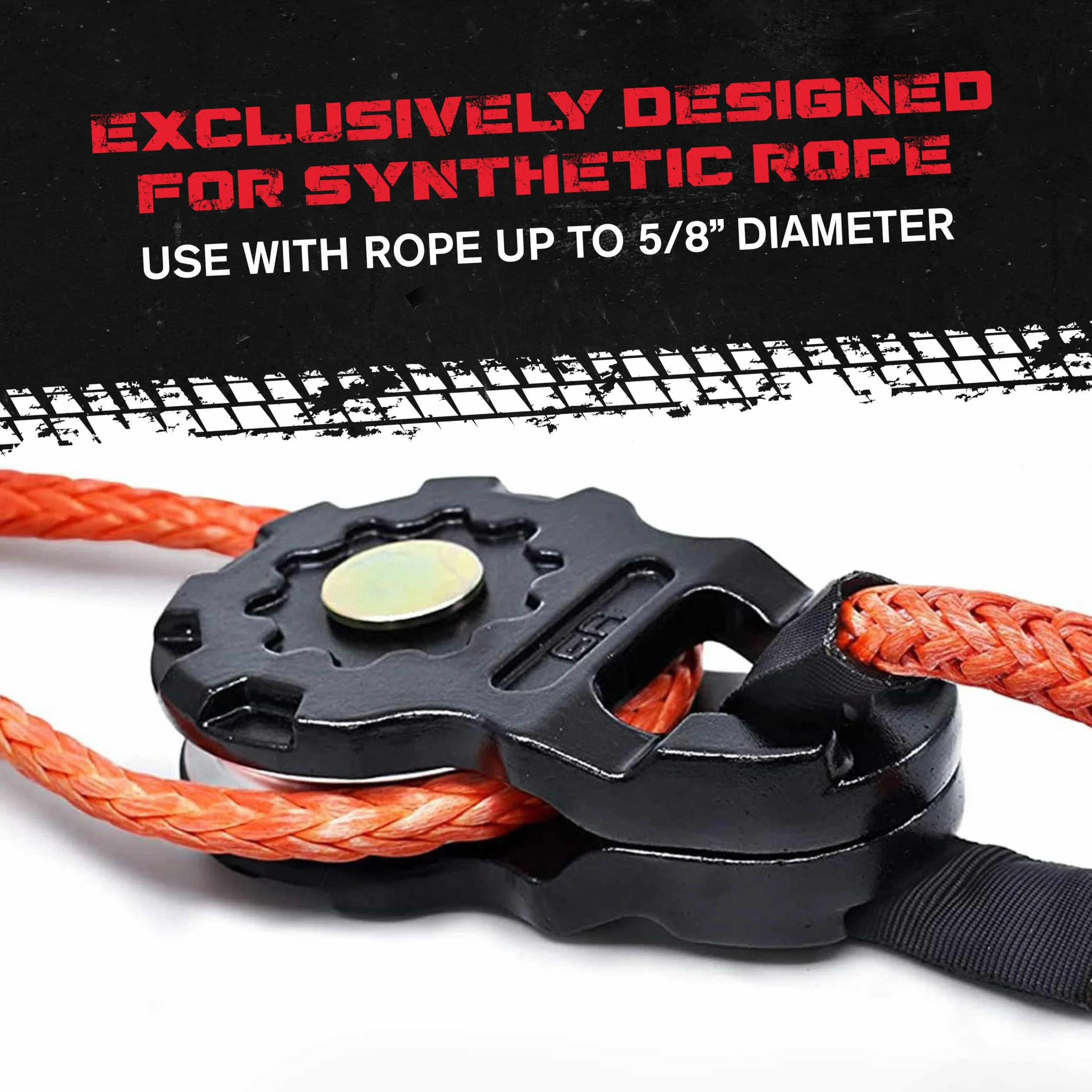 GearAmerica Bloczek Ultra Snatch Pulley, czarny, wytrzymałość 20 t, aluminiowy, do wyciągarki do liny syntetycznej i miękkich szekli, bloczek snatch do odzyskiwania off-road – 20 ton, czarny