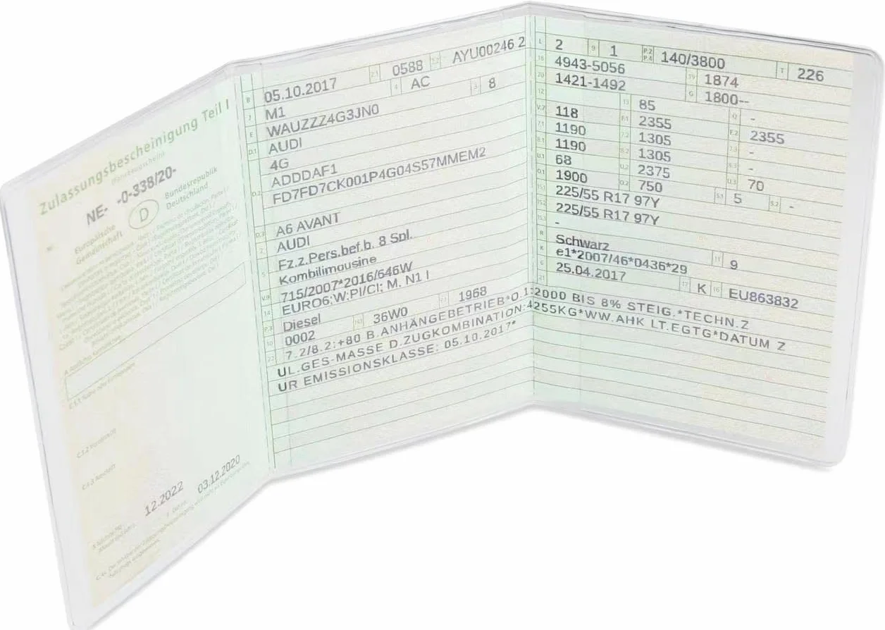 Etui na dowód rejestracyjny pojazdu 3-częściowe przezroczyste ochronne Frentree