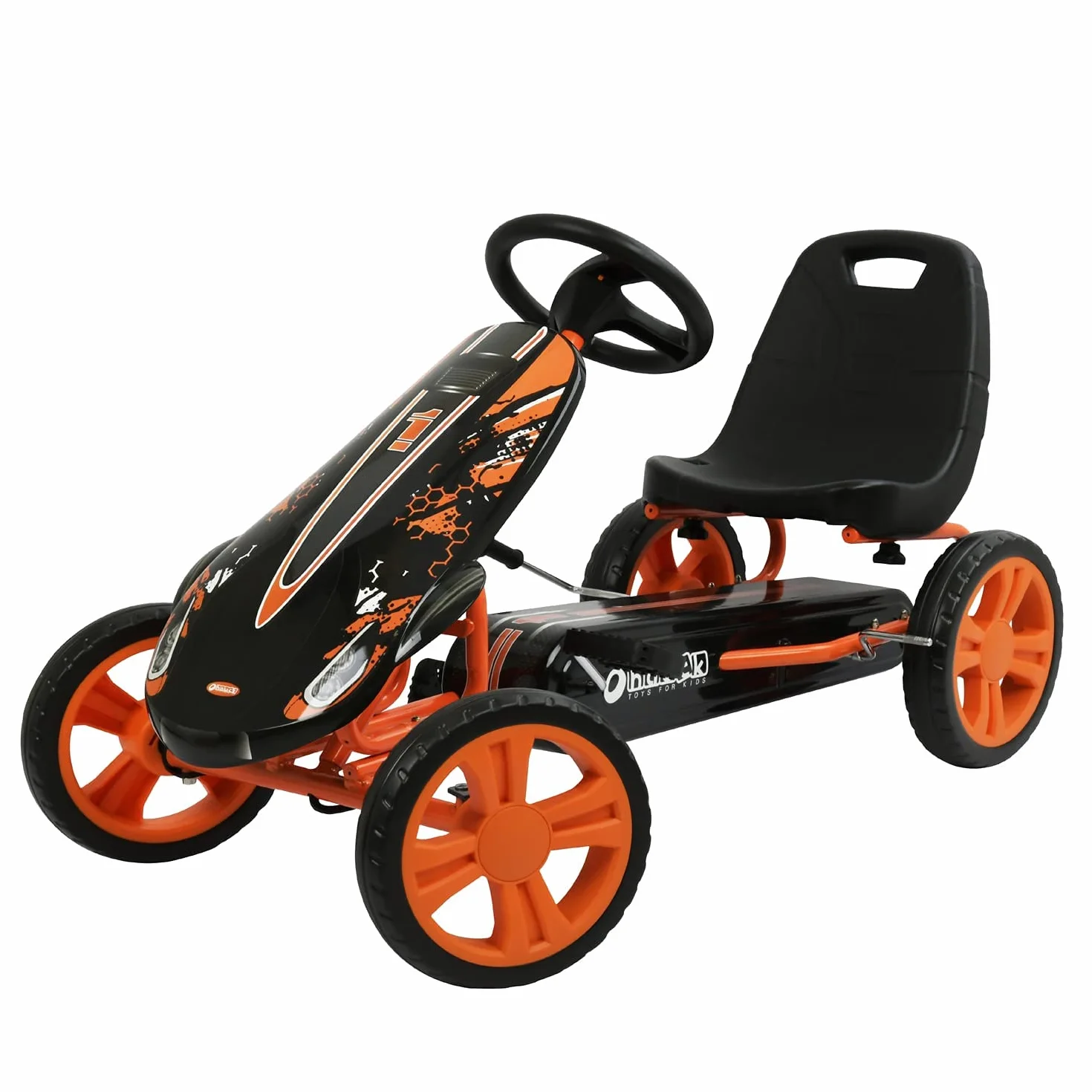 Hauck Gokart Speedster dla dzieci od 4 do 8 lat, do 50 kg, hamulec ręczny, 3-stopniowo regulowane siodełko, Pomarańczowy