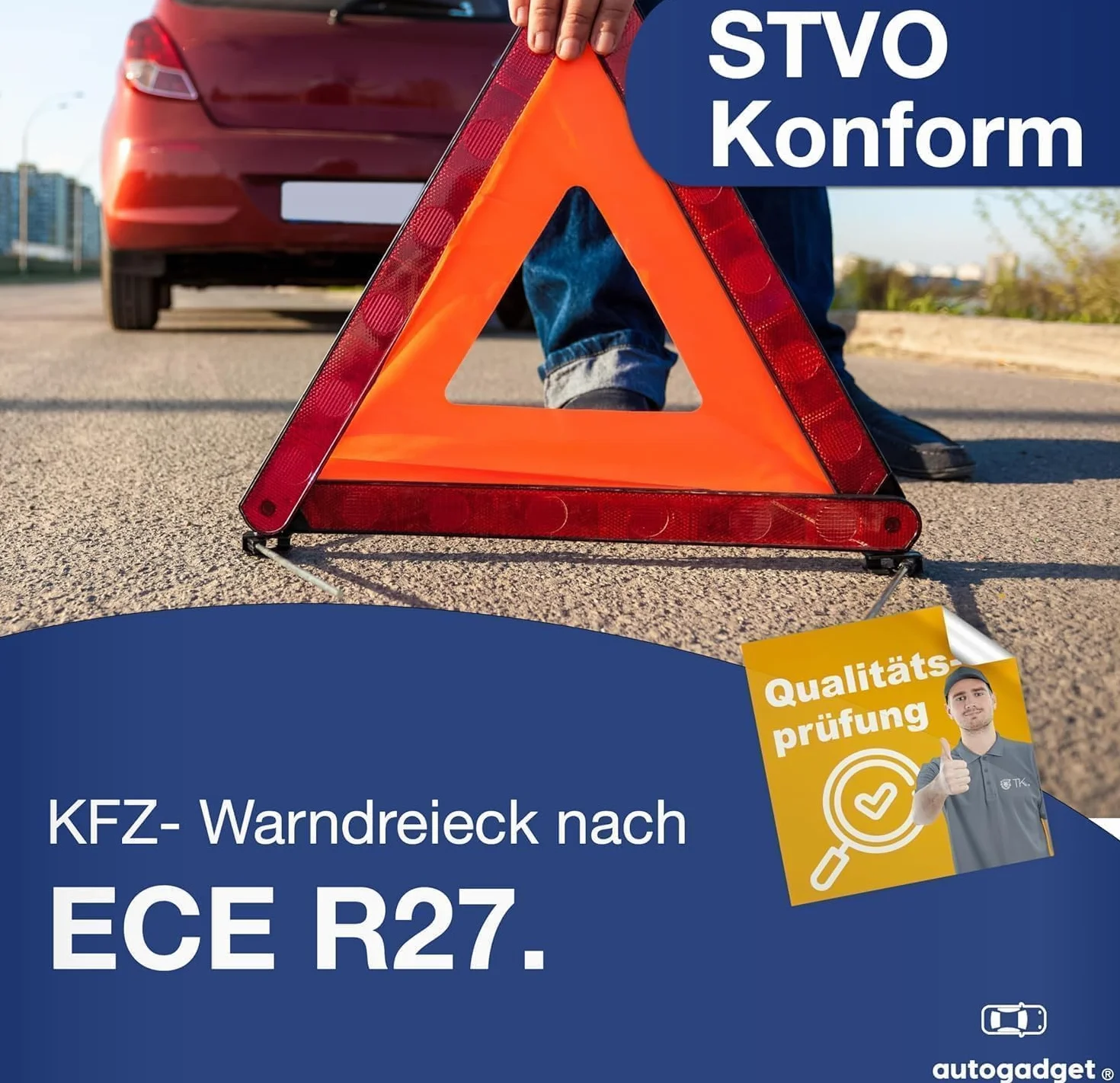 Apteczka samochodowa pierwszej pomocy 2026 EN ISO 20471 zestaw 3 w 1 z kamizelką odblaskową i trójkątem ostrzegawczym