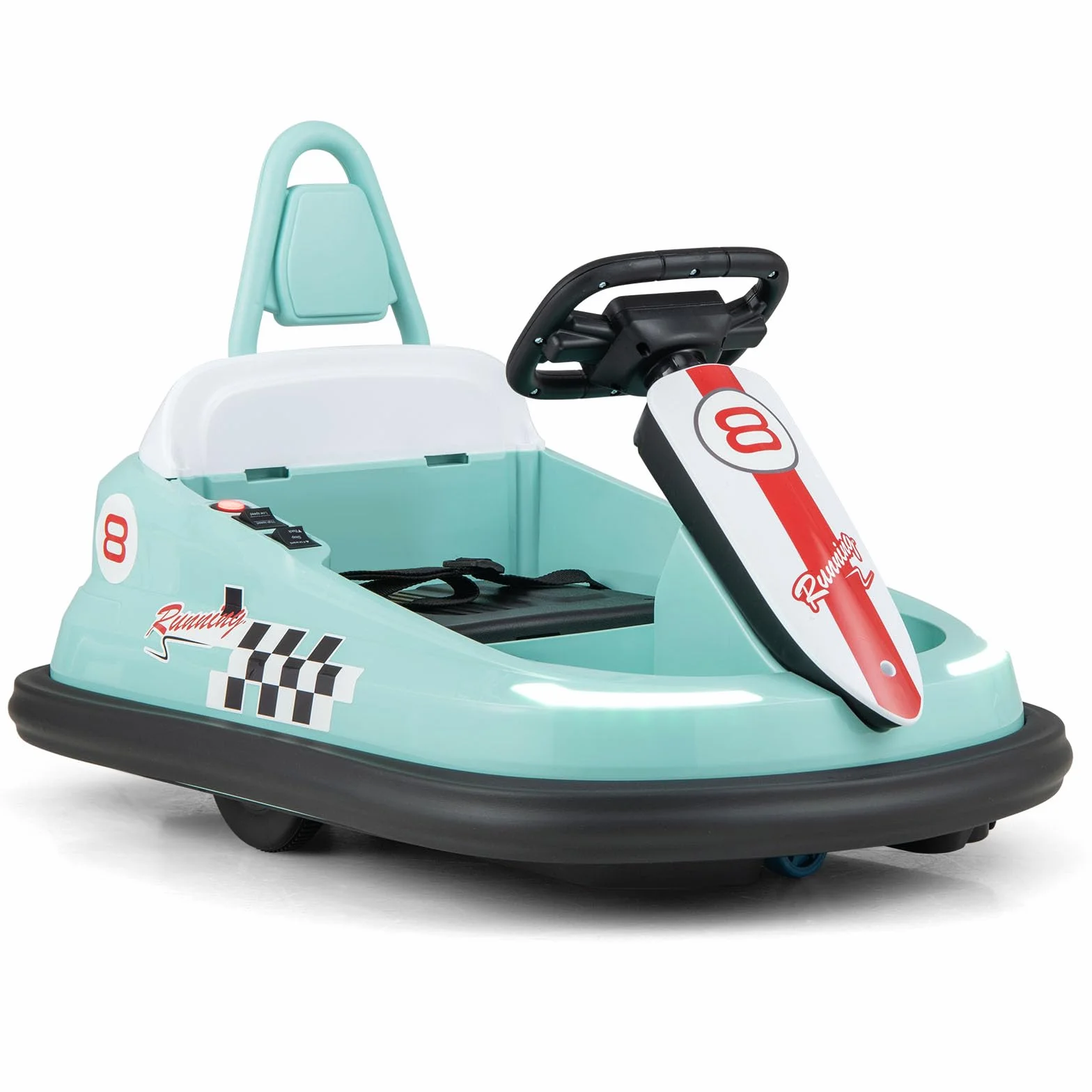 COSTWAY 6 V hulajnoga samochodowa dla dzieci, bumper car z muzyką i światłami, obrót o 360 stopni, samochód elektryczny dla dzieci od 18 miesięcy, 1,5-3 km/h (zielona)