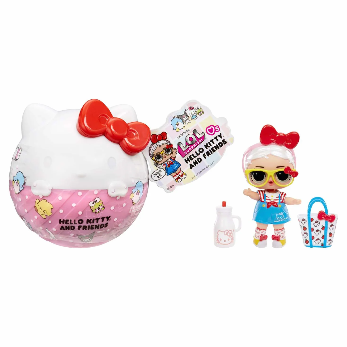 L.O.L. Surprise! Loves Hello Kitty and Friends Tots – Zestaw Zawiera 1 Laleczkę ze Strojami i Akcesoriami, w Opakowaniu w Kształcie Hello Kitty. Opakowanie-niespodzianka. Zbierz wszystkie 8 laleczek