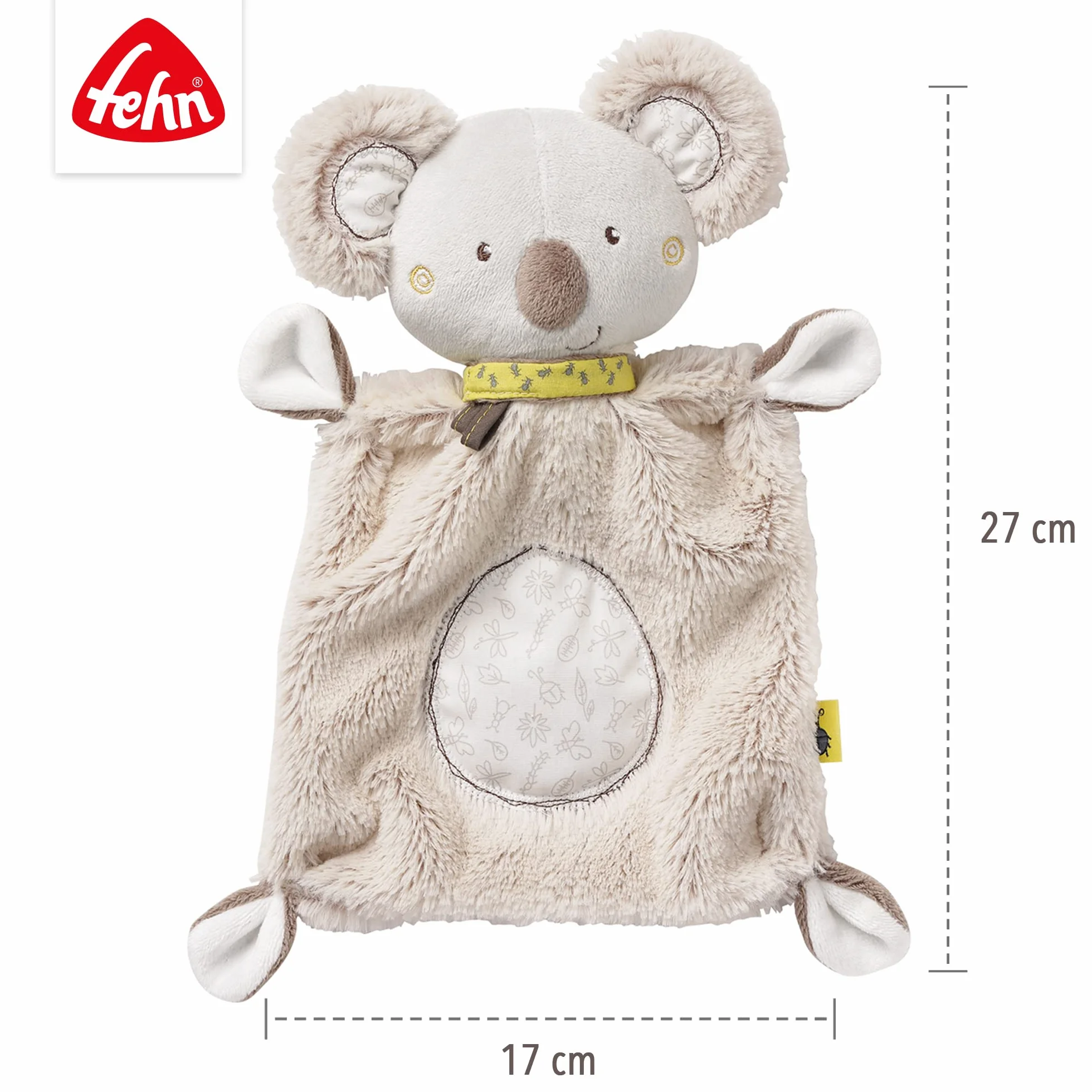 Fehn Schmusetuch Baby Schnuffeltuch mit Koala Köpfchen - Kuscheltuch für Neugeborene - Kuscheltier Spielzeug Stofftier - Plüschtier Stofftuch zum Kuscheln für Babys und Kleinkinder ab 0+ Monaten