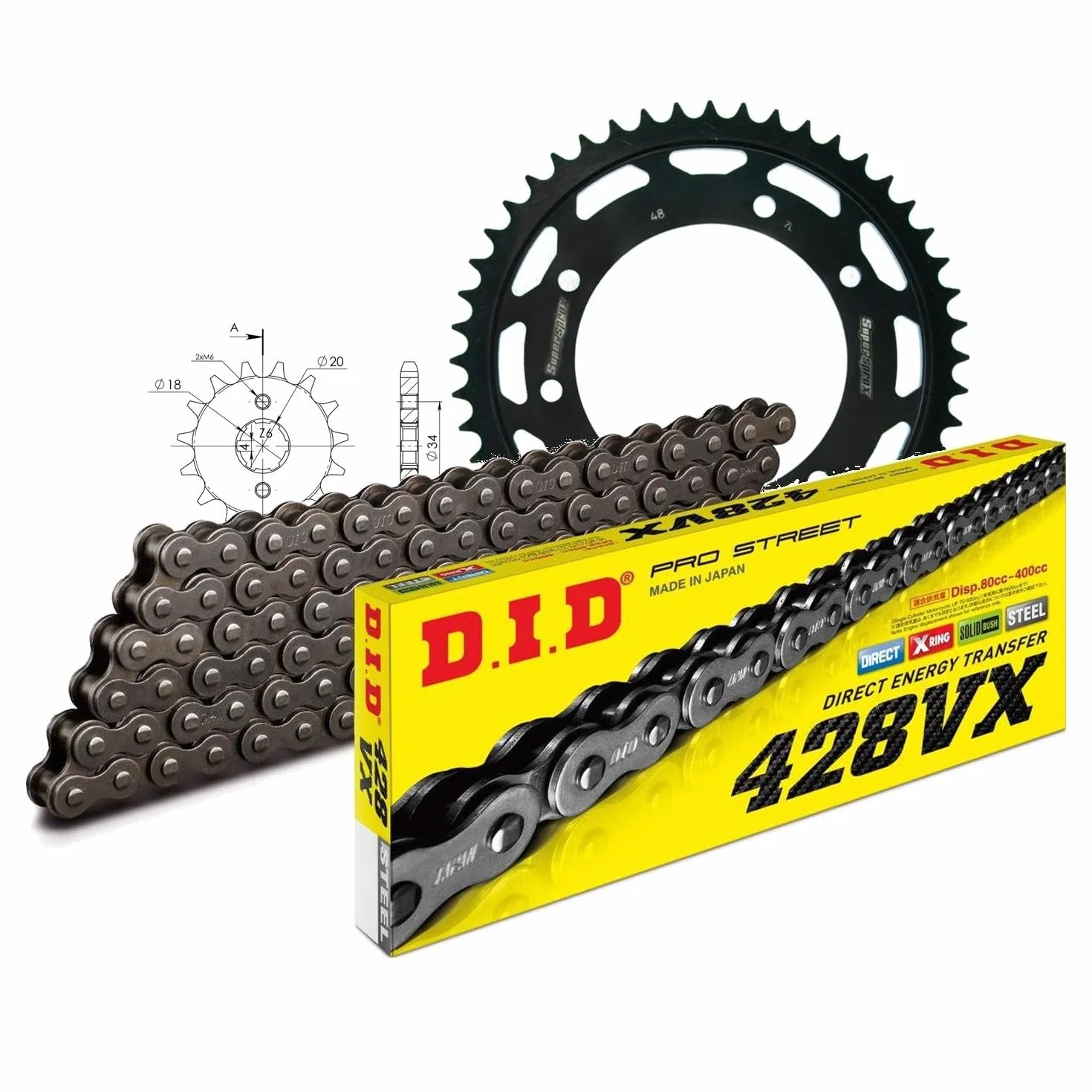 DID łańcuch 428VX 134 Rieju MRT Cross Supermoto Freejump 125 ccm