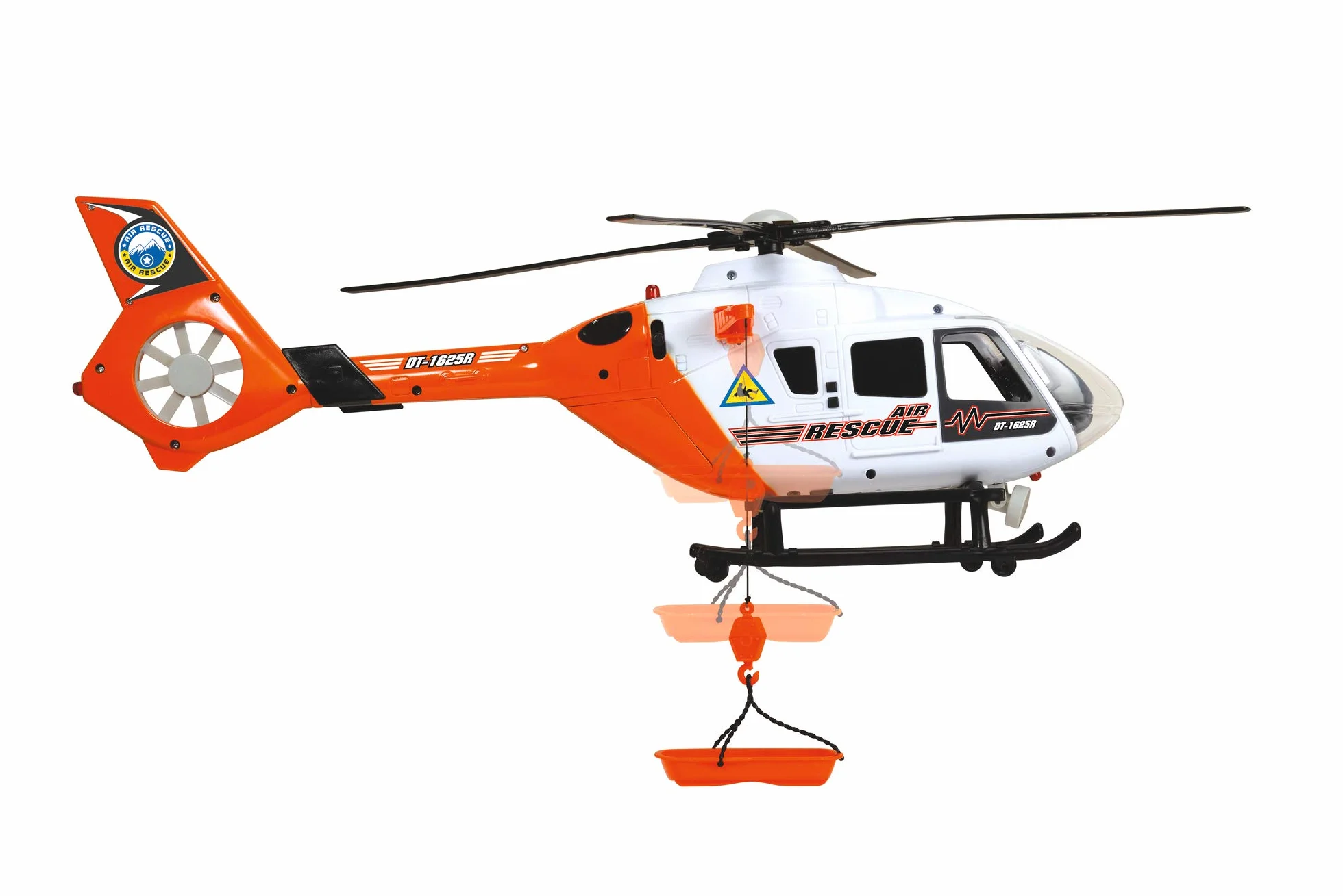 Dickie Toys Helikopter ratunkowy z oświetleniem i dźwiękiem, obracający się wirnik, wciągarka linowa, 64 cm