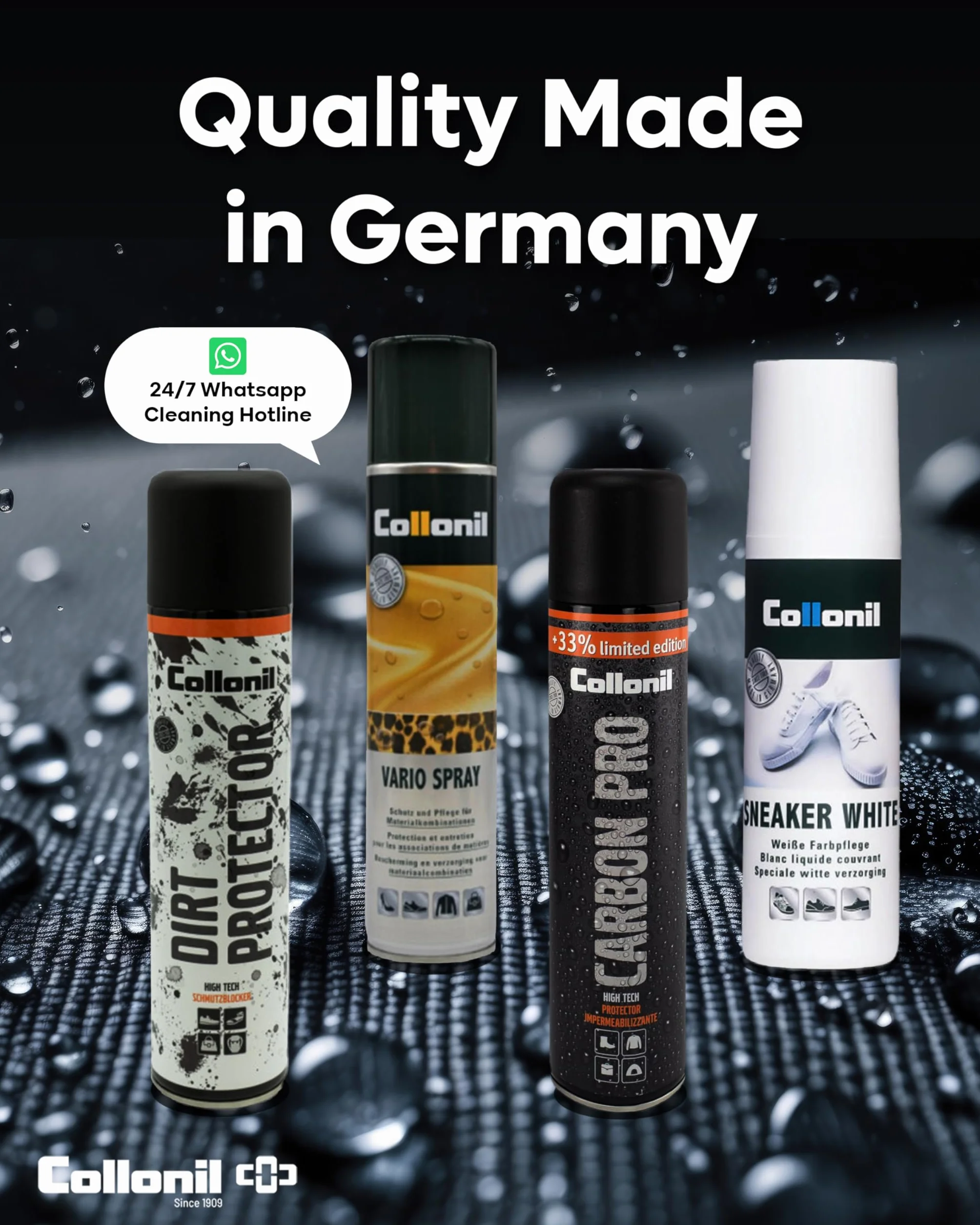 Collonil Clean & Care Classic pianka czyszcząca – delikatna i skuteczna pielęgnacja skóry, zamszu, tekstyliów i syntetyków | uniwersalny środek czyszczący | 200 ml – Made in Germany