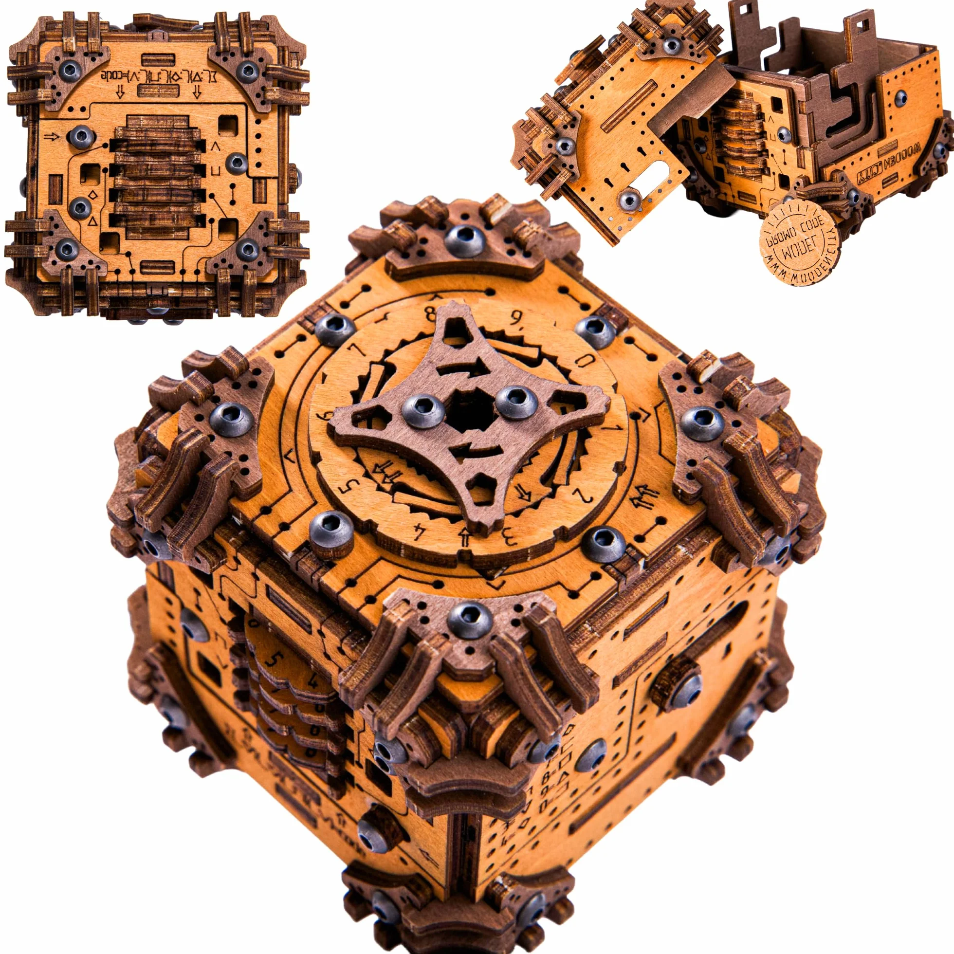 WOODEN.CITY Tesseract's Secret drewniane pudełko na puzzle dla dorosłych - zestaw łamigłówek 3D – pokój ucieczki w pudełku wyzwanie – wyjątkowy prezent dla mężczyzn i kobiet – wyprodukowano w UE