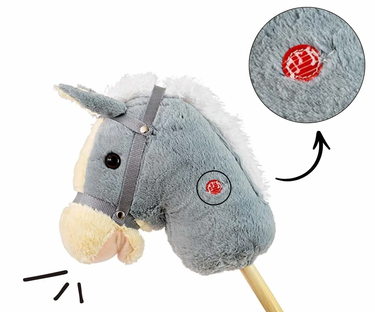 Milly Mally Hobby Koń na Kiju Light Pink hobby horse zabawka dla dzieci 18m+ (Grey)
