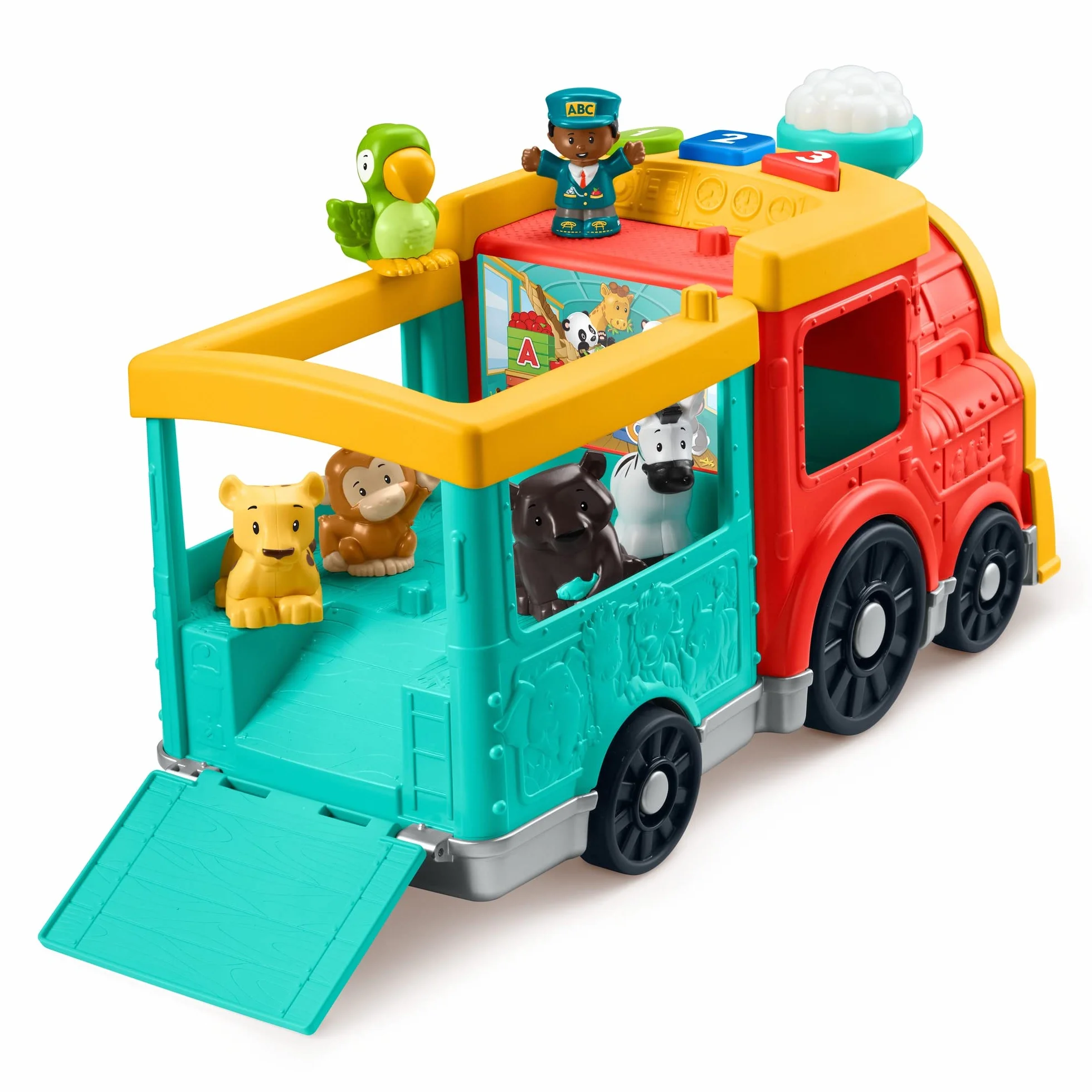 Fisher-Price HHH23 - Little People duży pociąg ABC dla miłośników zwierząt – wersja niemiecka, zabawka muzyczna do pchania z treścią do nauki inteligentnych stages, zabawka dla dzieci od 1 roku życia