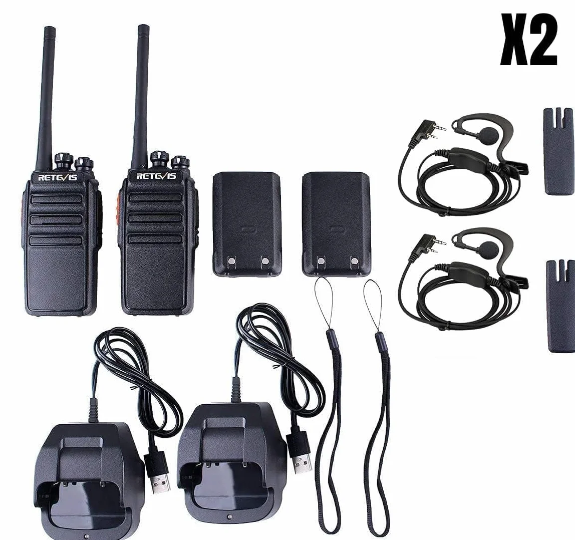 Retevis RT24 Radiotelefony i Krótkofalówki, PMR446 Bez Licencji 16 Kanałów CTCSS/DCS Walkie Talkie z podstawą ładującą USB, Radiotelefon dla Dorosłych Nadaje Się do Wędrówek, Kemping (Czarny, 2 Pary)