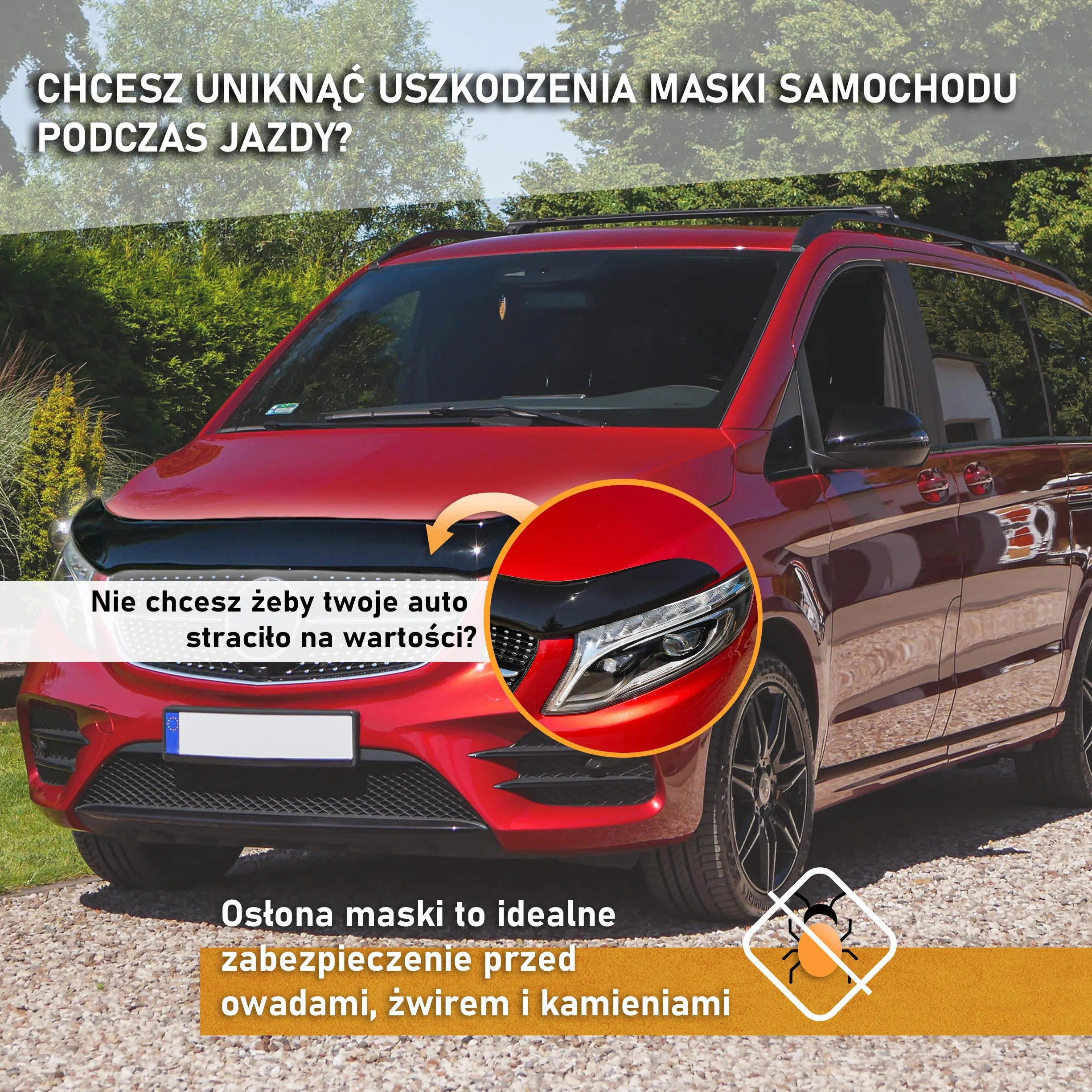 CHROMEMASTER | Akcesoria Samochodowe; Ochrona Przed Kamieniami; Osłona Maski Auta | Kompatybilna z MAN TGE od 2017 roku | Czarne Tworzywo ABS | Deflektor Chroni Maskę Przed Uszkodzeniem