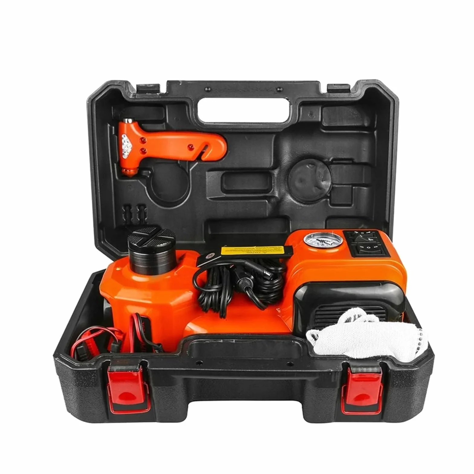 Podnośnik samochodowy 12 V 5 T 45 cm Hydrauliczne rolowanie podłogi 3 w 1 | Bezpieczny młotek do pompowania opon Jack
