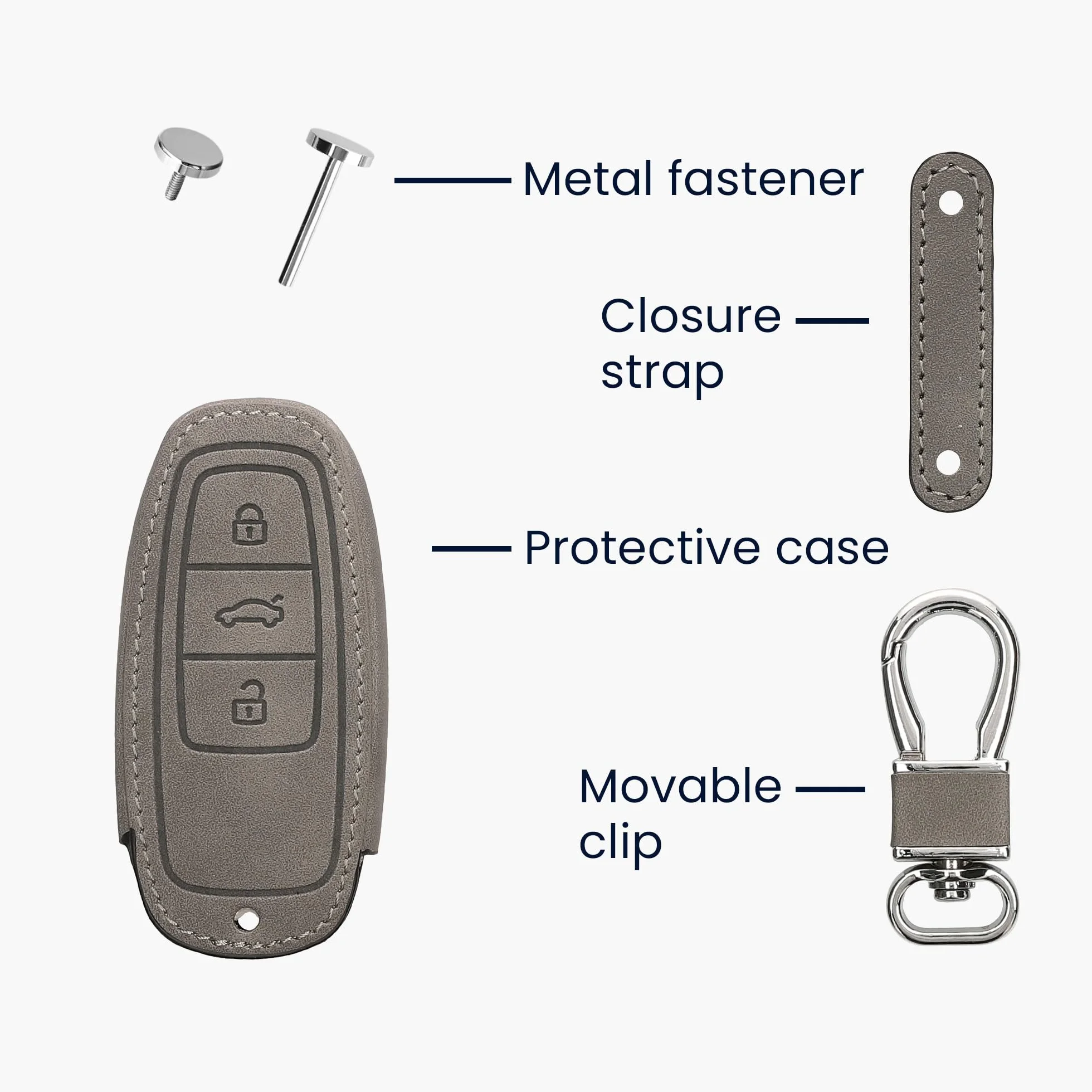 kwmobile etui na kluczyki samochodowe kompatybilne z Audi A6 A7 A8 Q7 Q8 3-przyciskowy kluczyk samochodowy Keyless - pokrowiec ochronny ze sztucznej skóry - Don't Touch My Key - szary