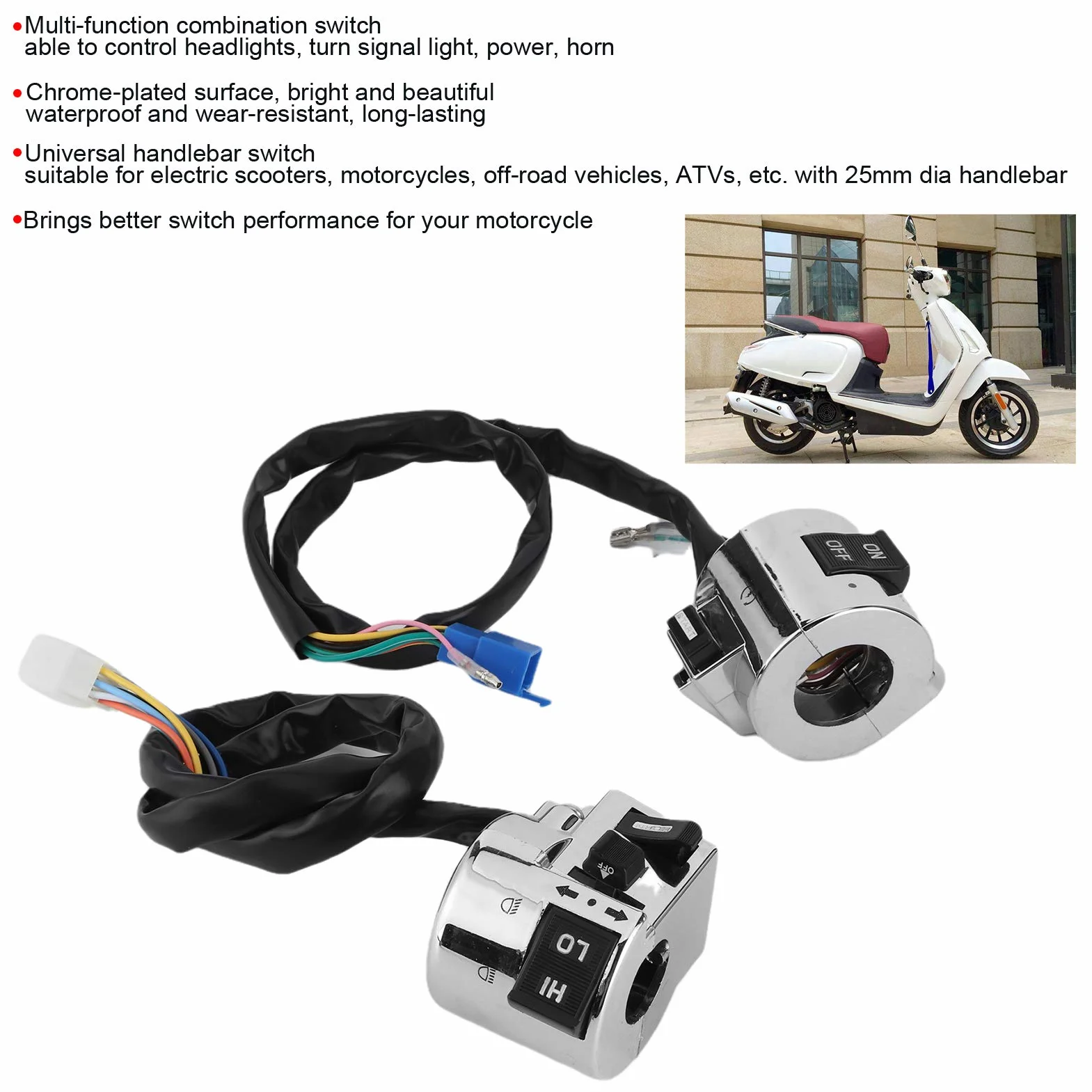 25 mm przycisk sterowania na kierownicę uniwersalny przycisk sterowania motocykl przełącznik kierownicy części motocyklowych do części zamiennych