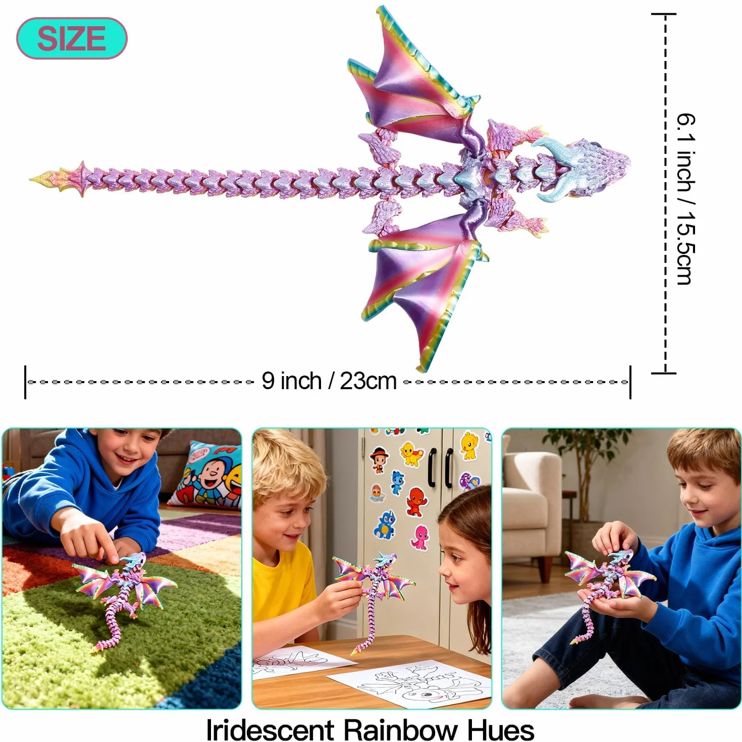 3D drukowane skrzydła przegubowy smok - Fidget spinner Flamewing, zabawka jak wytresować smoka, smok elastyczna zabawka z ruchomymi stawami, dekoracja domu i biura, prezent na Boże Narodzenie