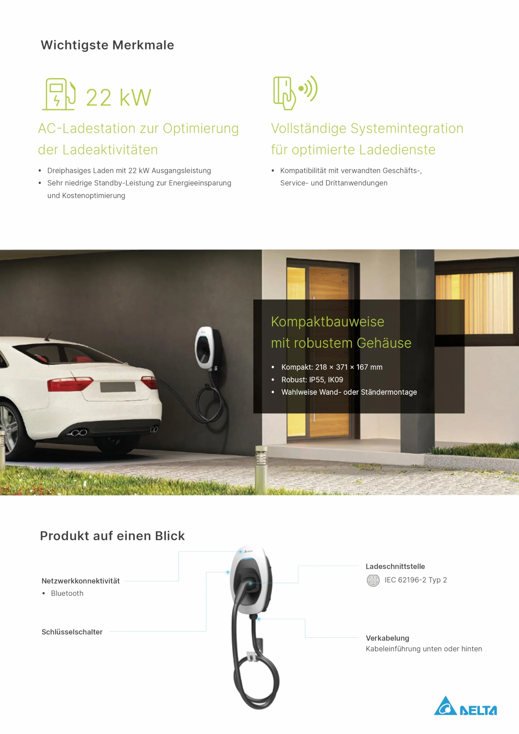Delta AC-Wallbox Basic 11kW T2 Plug