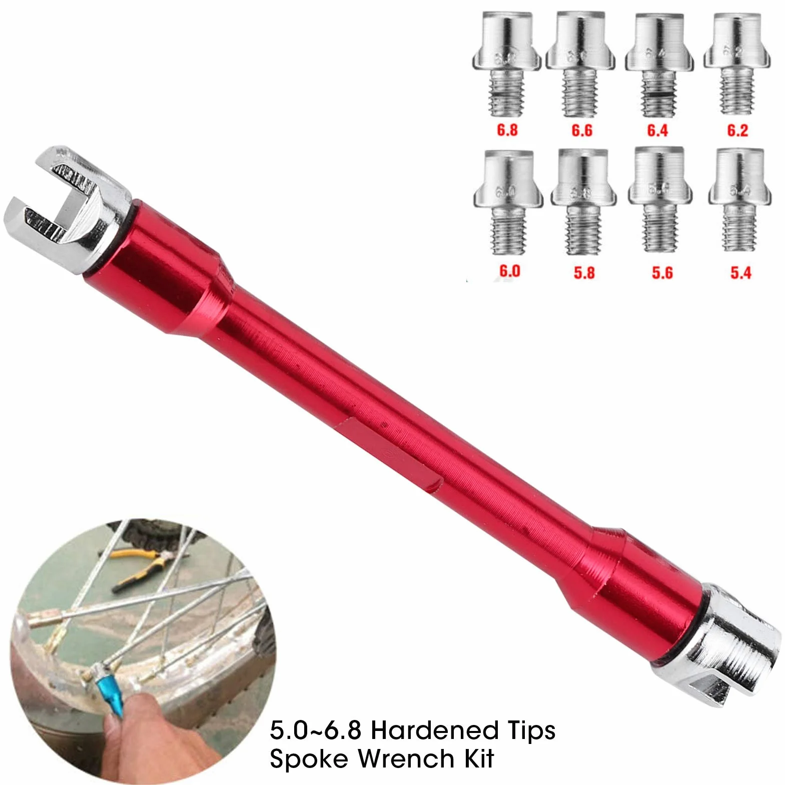 Klucz do szprych motocyklowych CNC 5,0-6,8 93 mm Zestaw czerwony