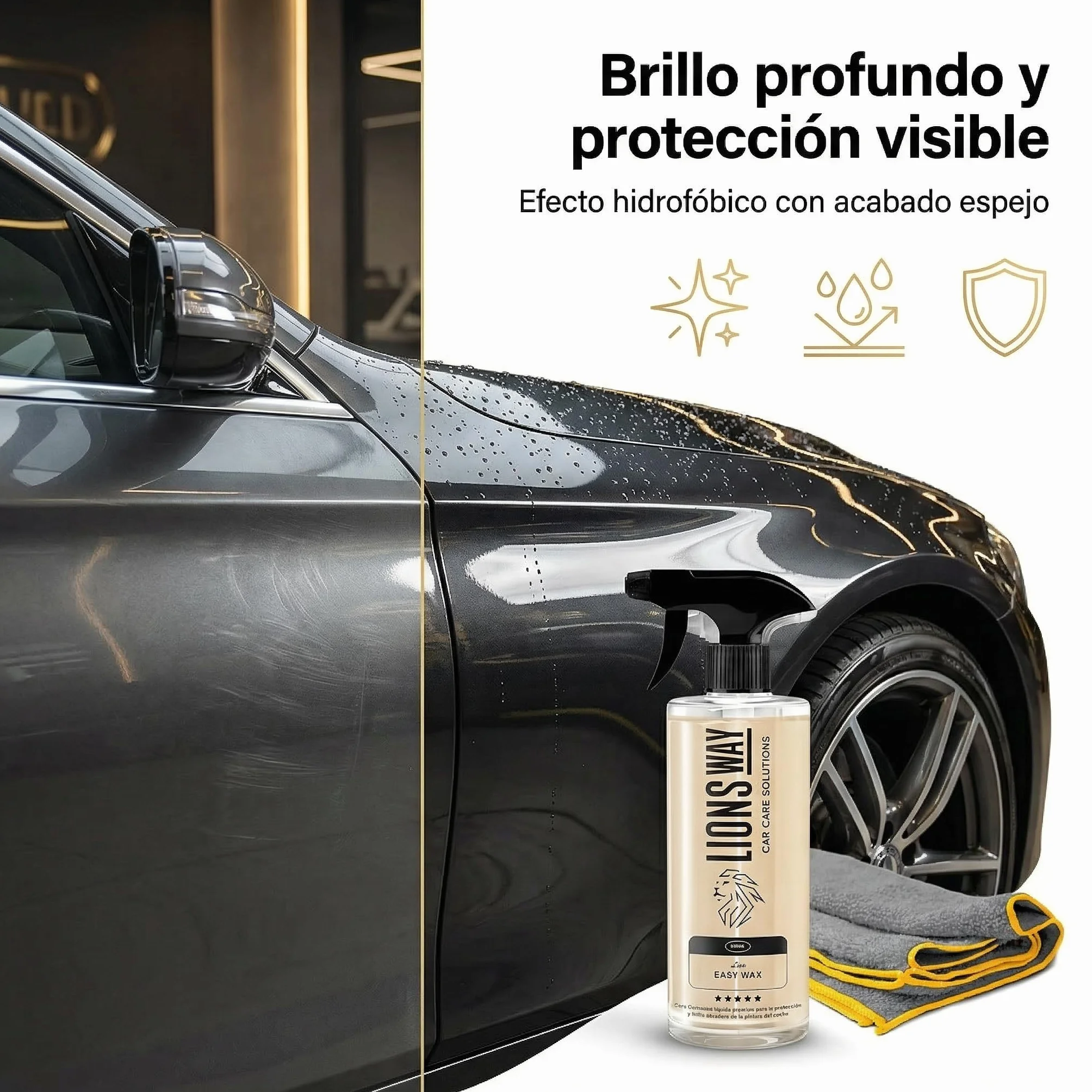 100% czysty wosk samochodowy Carnauba z powłoką ceramiczną i hydrofobową (samochodową i motocyklową), bez silikonu, wosk samochodowy o wysokim połysku z wysokiej jakości tkaniną. Zewnętrzny lakier