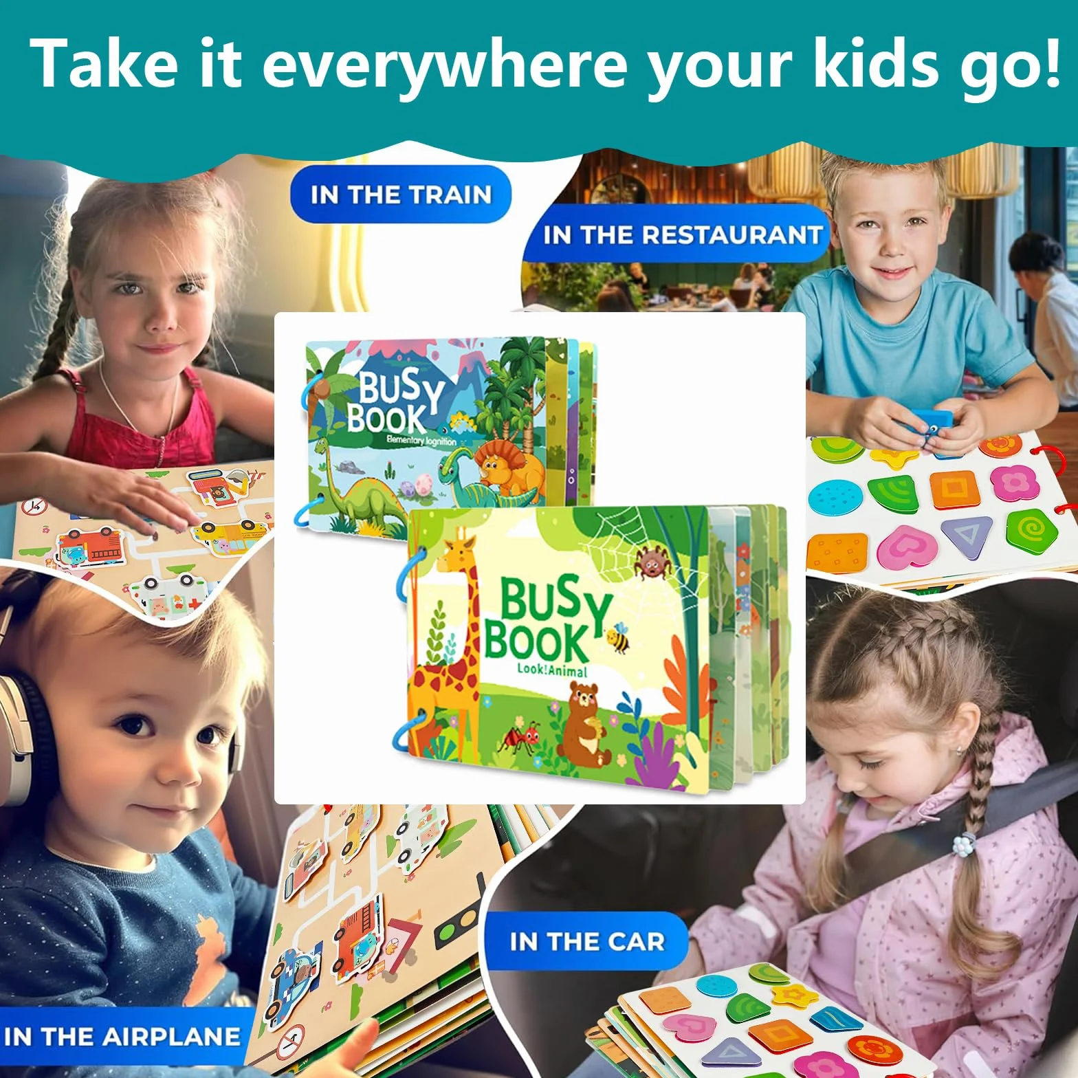 Montessori książka z ćwiczeniami dla małych dzieci, książka do nauki ze zwierzętami i dinozaurami, pojazdy, owoce i warzywa, puzzle i gry, 1-2 lata