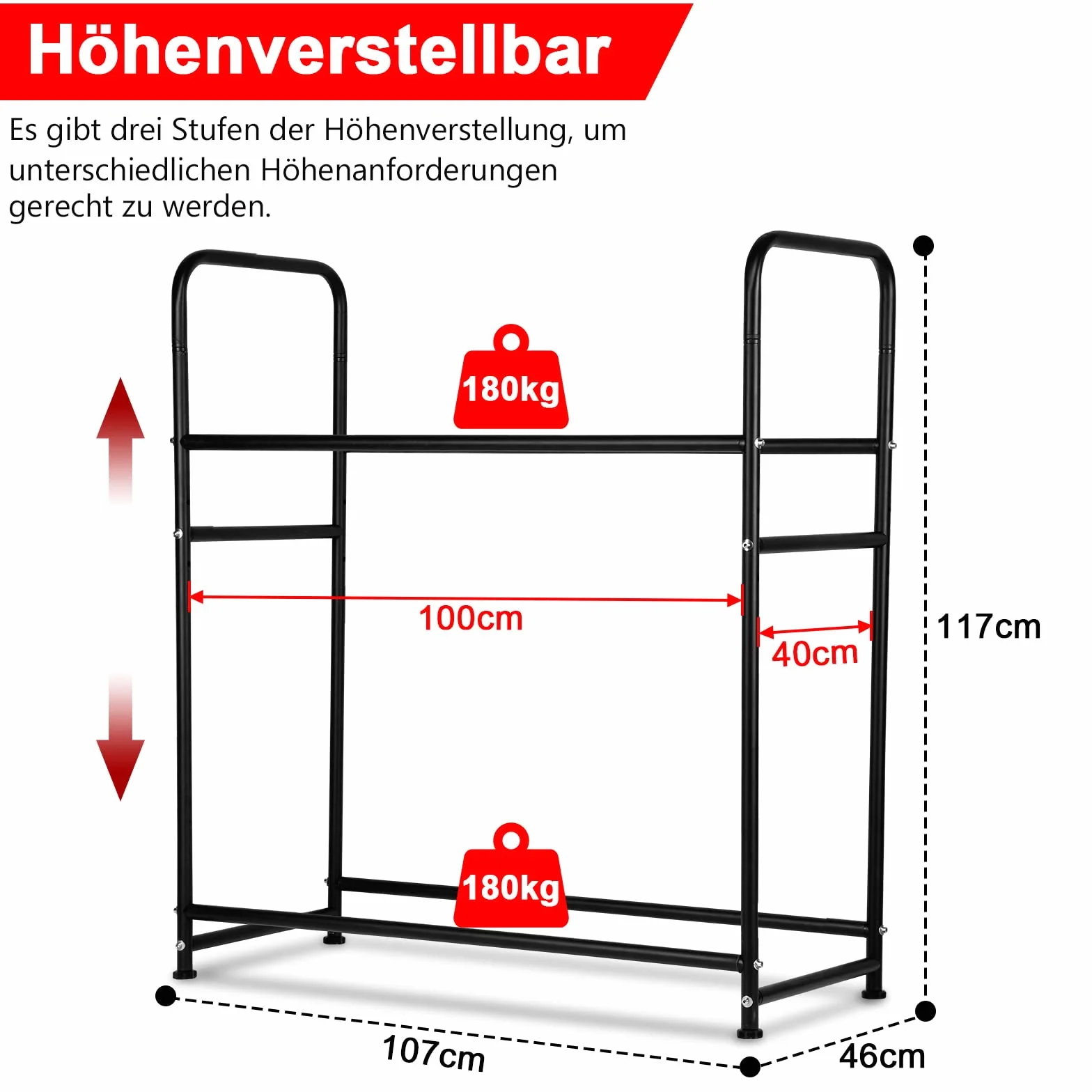 Lospitch Stojak na opony 8 opon 107x46x117 cm malowany proszkowo metalowa półka warsztatowa