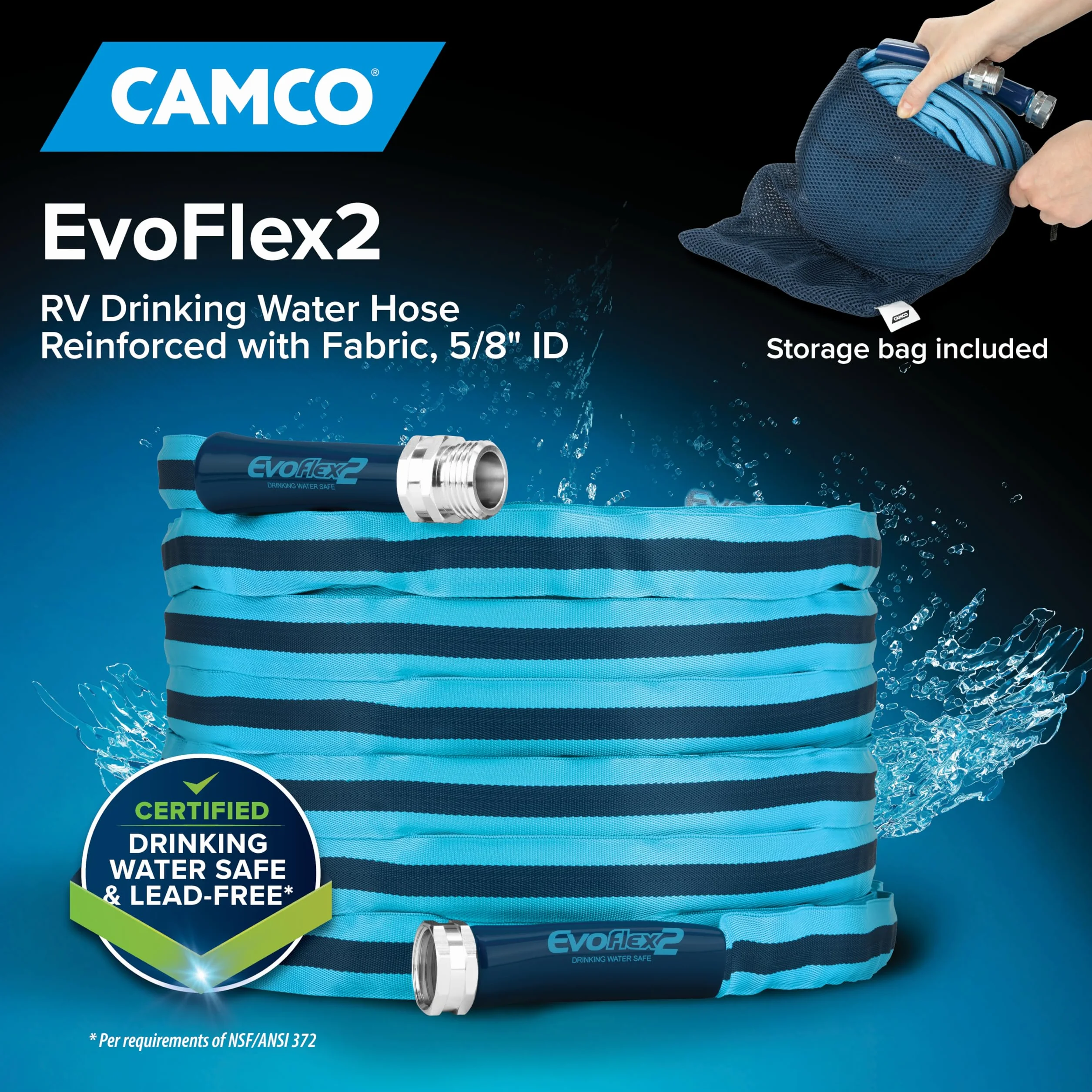Camco Evoflex2 25' wąż do wody pitnej wzmocniony tkaniną