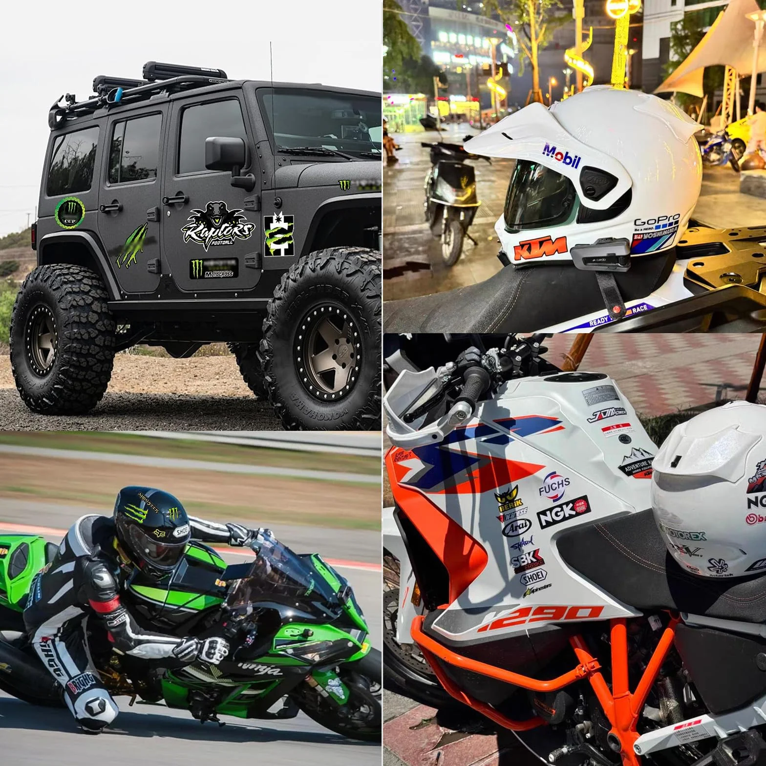 Naklejki Sponsorskie na Motocykl Monster ATV Sportowe Akcesoria do Kasków 6 Sztuk