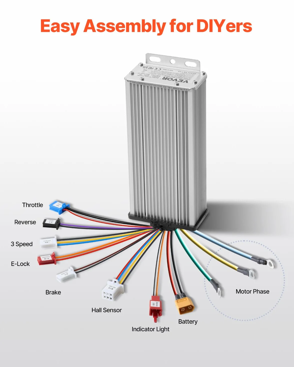 VEVOR Bezszczotkowy silnik elektryczny 2000W 48V 4300 RPM z regulatorem prędkości do gokartów
