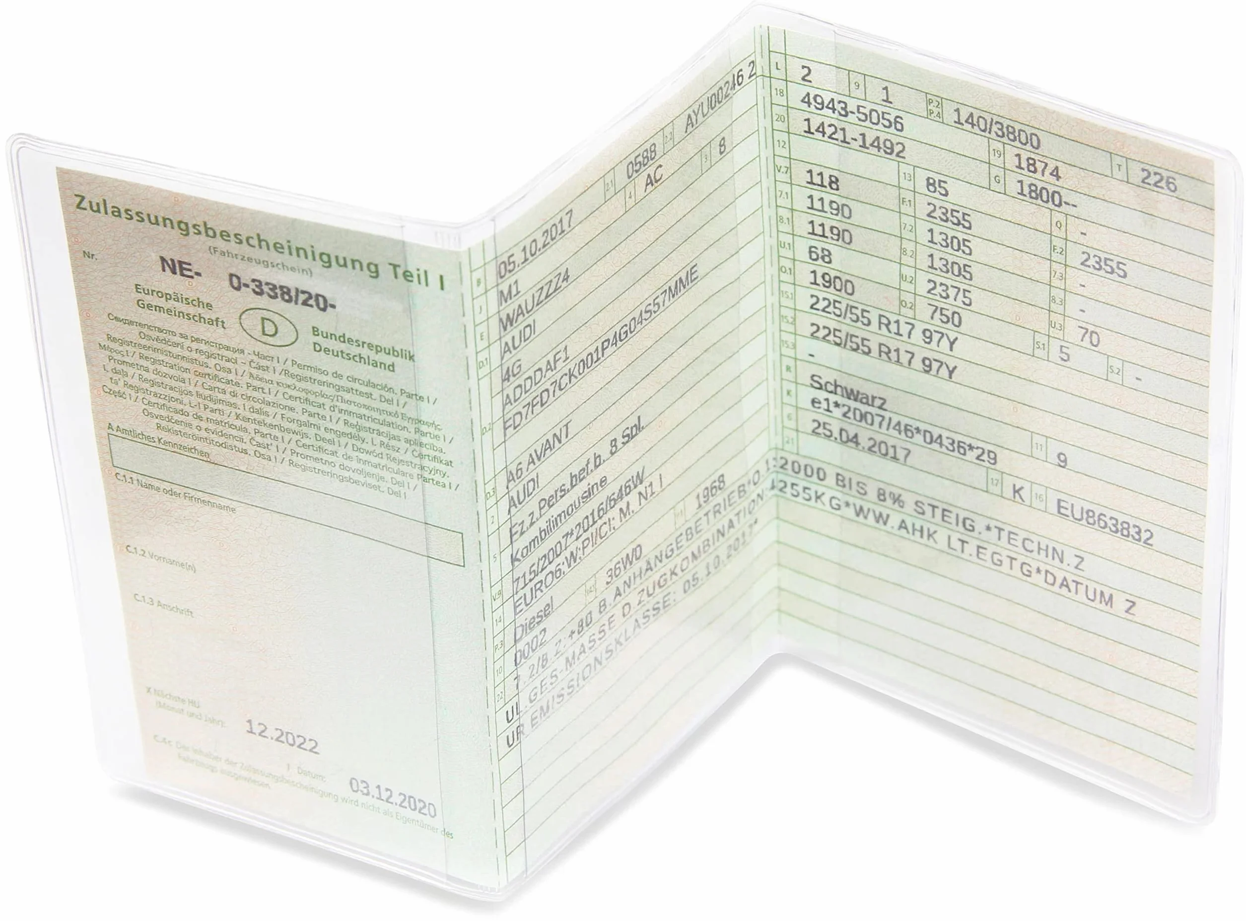 Etui na dowód rejestracyjny pojazdu 3-częściowe przezroczyste ochronne Frentree