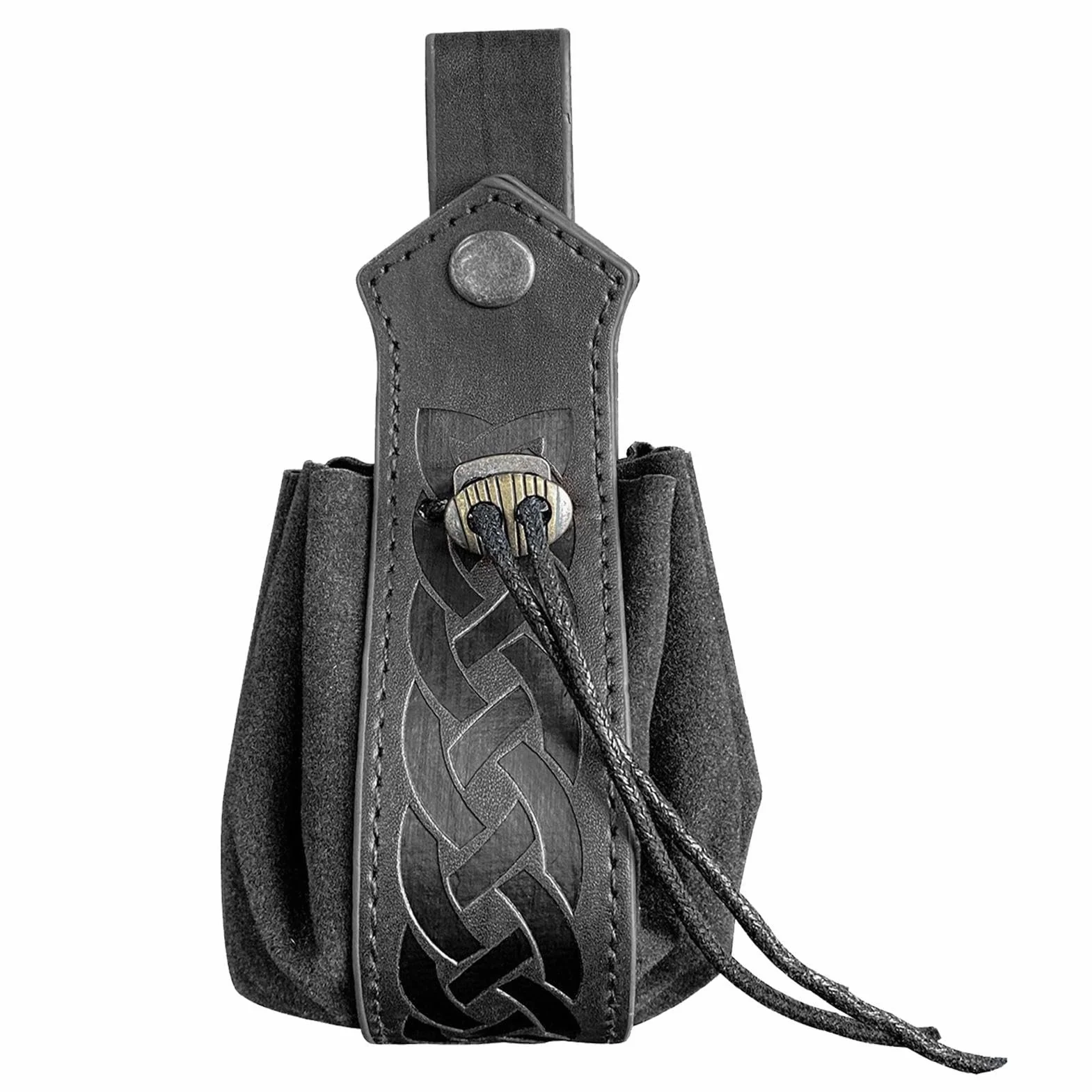 Générique Skórzany na monety | Mała skórzana torebka na monety PU - woreczki ze sznurkiem PU dla mężczyzn kobiet, retro cosplay pas etui na kości 1,57 x 6,3 , czarny, Se référer au