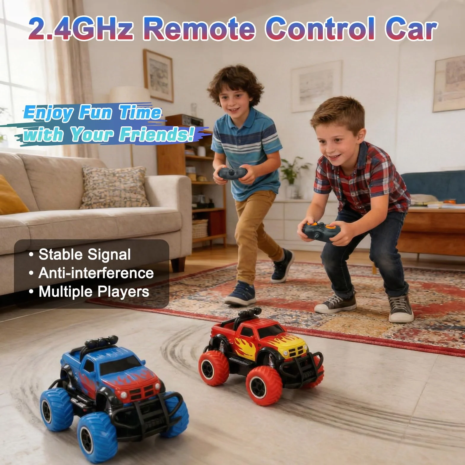 Pup Go Monster Truck zdalnie sterowany samochód ze światłem dla dzieci w wieku 3-9 lat, wytrzymały, mini samochód RC, szybki samochód offroad, do użytku wewnątrz i na zewnątrz, zabawka dla małych