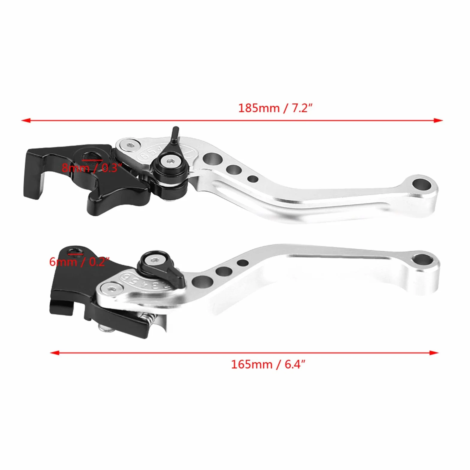 Dźwignia hamulca Yctze, 100% fabrycznie nowa aluminiowa dźwignia hamulca 7/8 "CNC do motocykli Uniwersalna dźwignia hamulca 22mm Dźwignia hamulca bębnowego (srebrna)