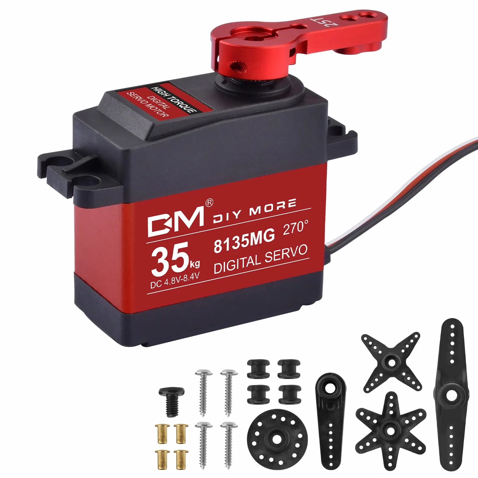 diymore 35 kg, cyfrowy serwo serwo z przekładnią z metalu o wysokim momencie obrotowym, wodoszczelny, do samolotów RC, kąt sterowania 270° [nadaje się tylko dla osób powyżej 16 roku życia]