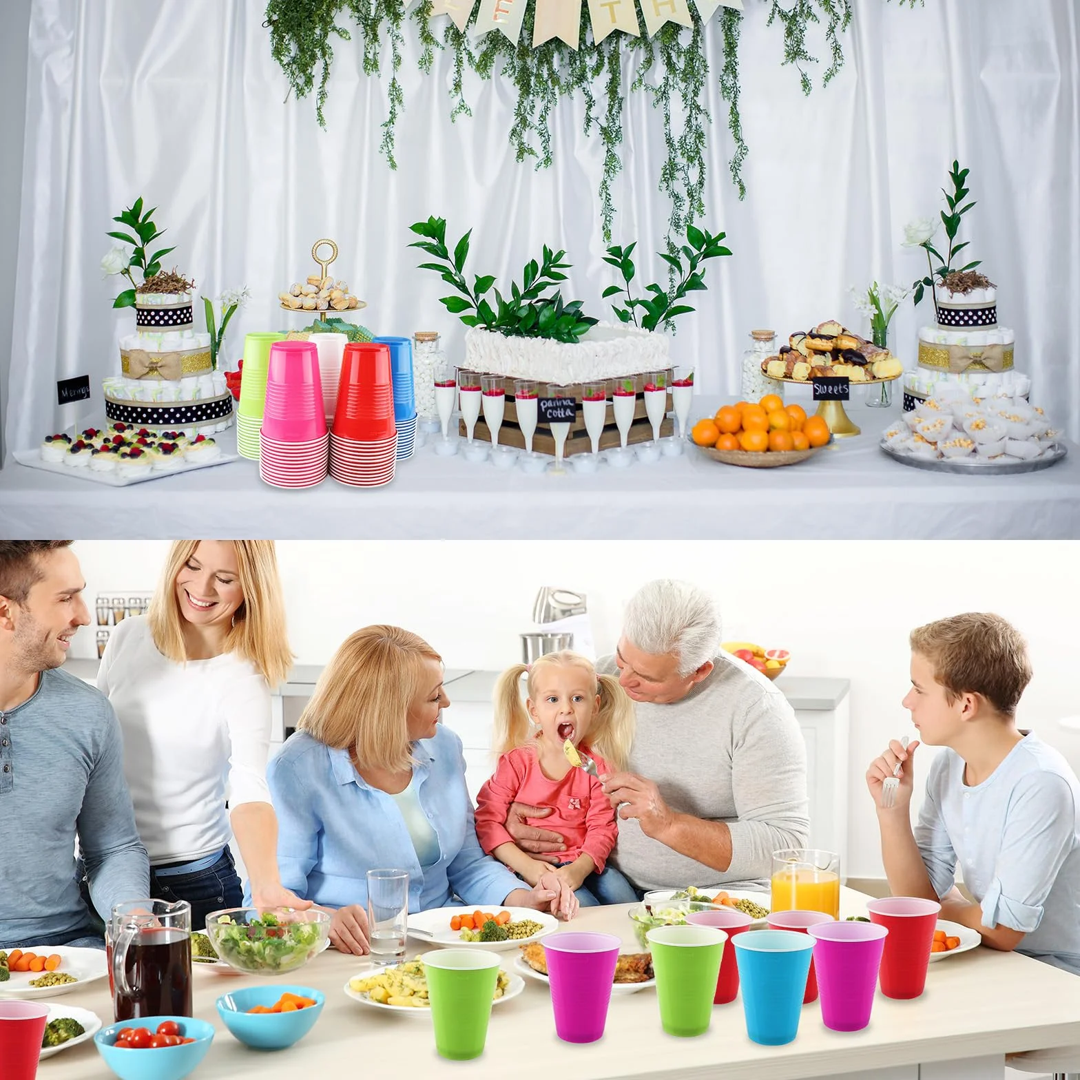 Kubek Imprezowy do Piwnego Ponga, 70 sztuk, Wielorazowe Kubki do Picia, 16oz Zestaw w 5 Kolorach, na Imprezę, Kemping, Urodziny, BBQ