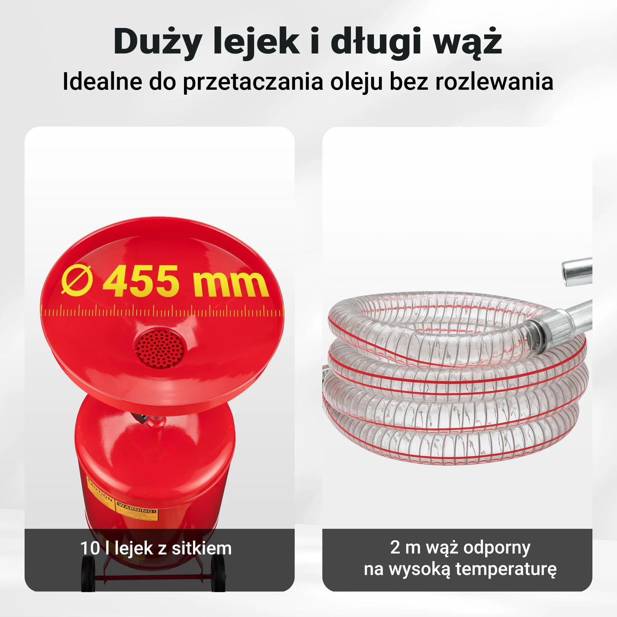 Wiltec Zlewarka do oleju 68 l z regulacją wysokości, wózek olejowy z tacą ociekową