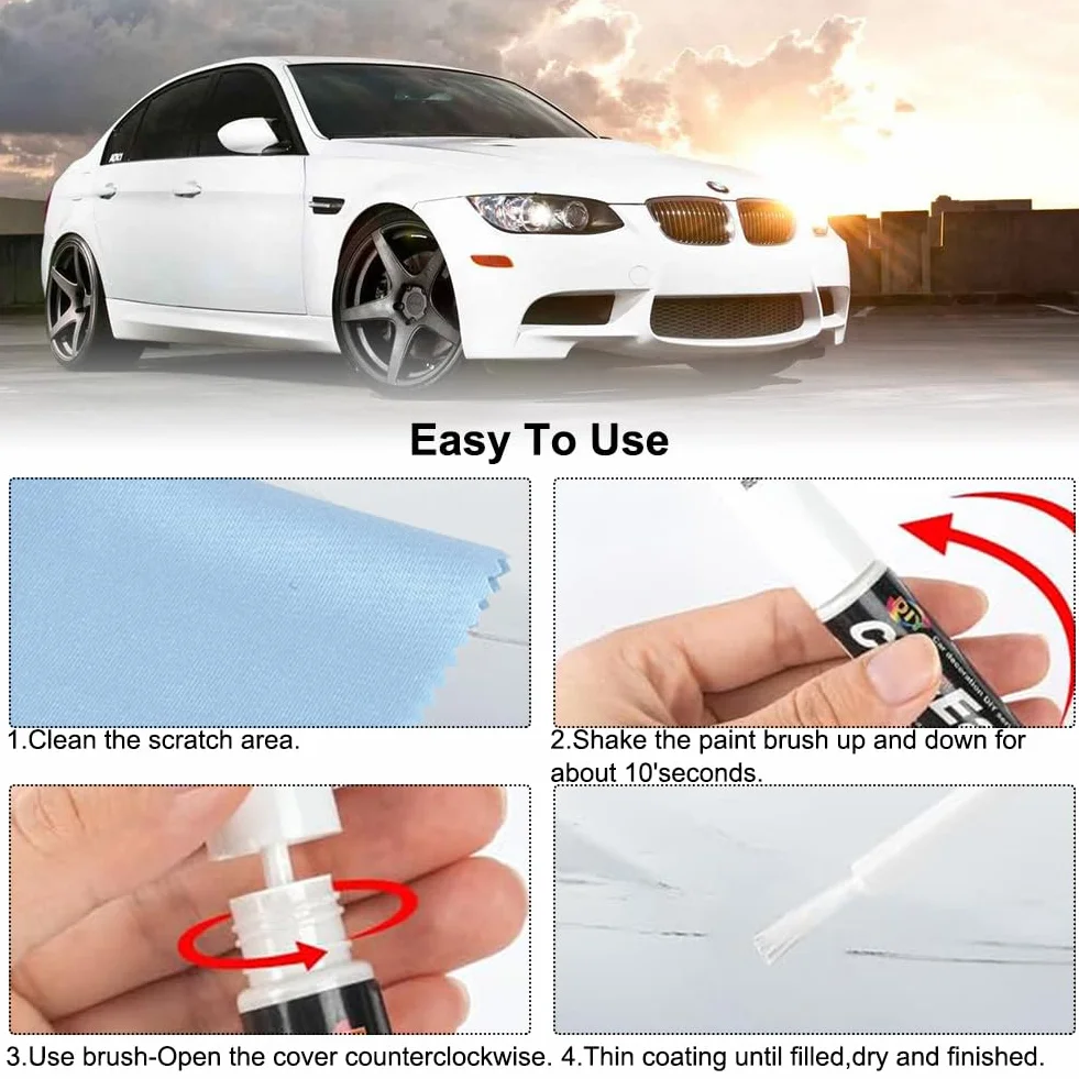 Pisak do lakieru samochodowego,Pióro do usuwania rys samochodowych, 2 sztuki, Fill Paint Automotive Car Paint Scratch Repair, farba do retuszu samochodu,kolor biały