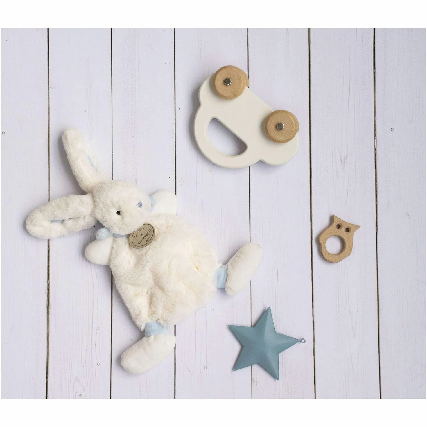Doudou Et Compagnie - Słodki Królik - Pudełko prezentowe - Niebieski - 26 cm - Słodki - Pomysł na prezent dla dziewczynki i chłopca z okazji narodzin - DC2121