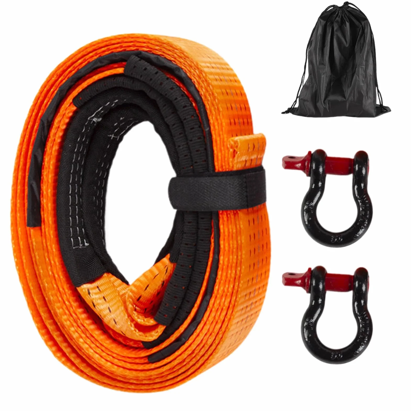 Tow Rope, Towing Strap with Hooks, 500cm/196.85 6cm/2.36 Inches Heavy-Duty Design, Sturdy Material, for Cars, Trucks, Atv, Roadside Use A3 Steel Polyester