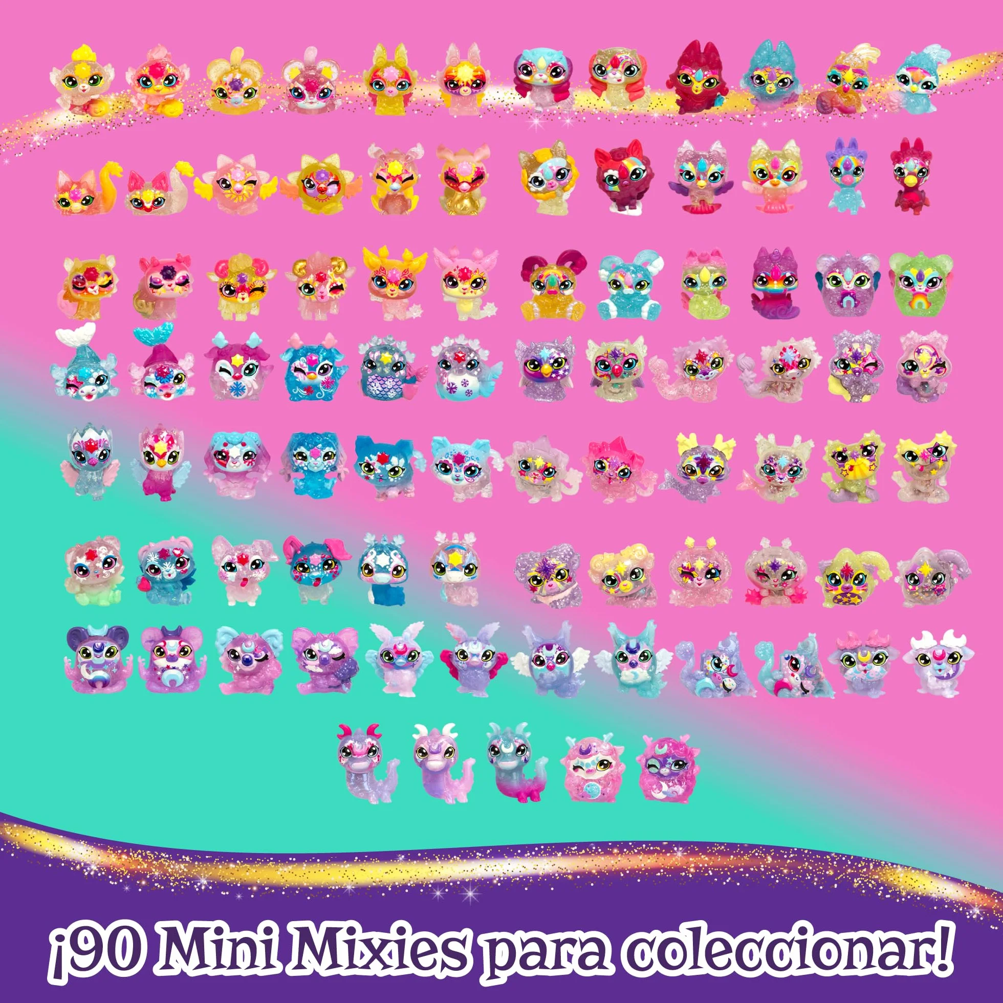 Magic Mixies - 4 Figurki Magic Minis, 90 Mikserów Podzielonych Na 5 Zestawów Kolekcjonerskich o Magicznych Umiejętnościach, 3 Lata+, Popularne, Rzadkie i Bardzo Rzadkie, Słynne
