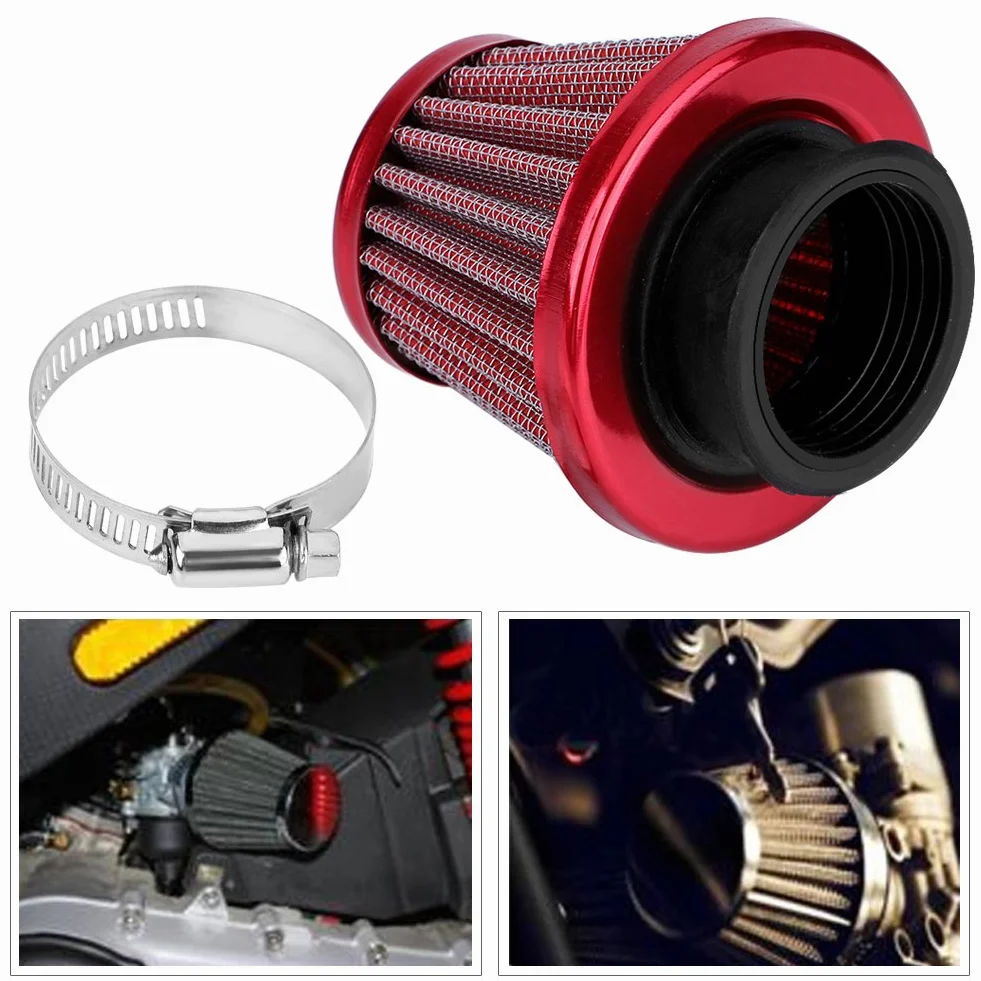 Uniwersalny filtr wlotu powietrza do motocykla, 38 mm, do samochodu, wlotu zimnego powietrza, skutera, quada, roweru typu Pit Bike (czarny)