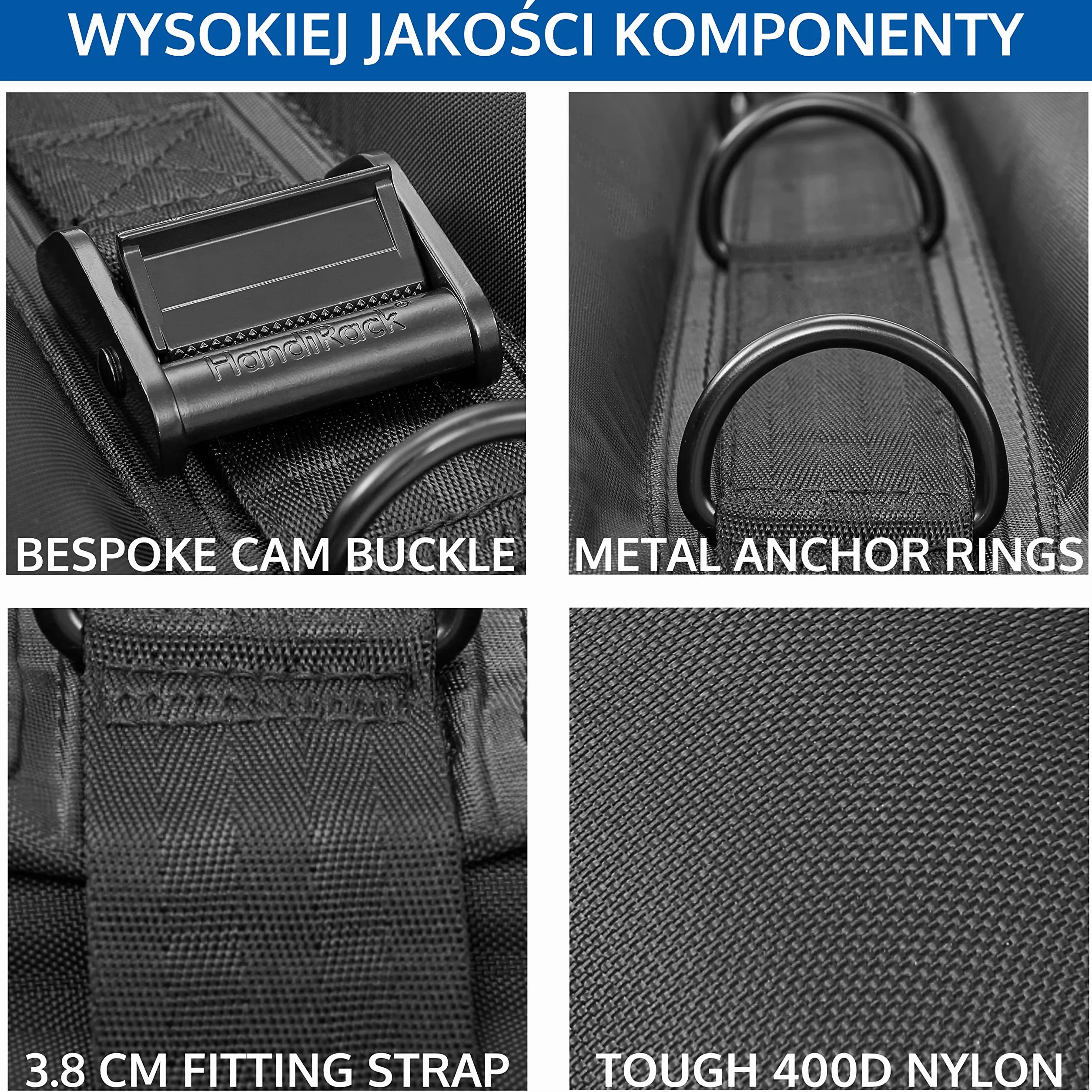 HandiWorld HandiRack Uniwersalny Bagażnik Dachowy Czarny H10 W33 D146cm HRACKKITBK