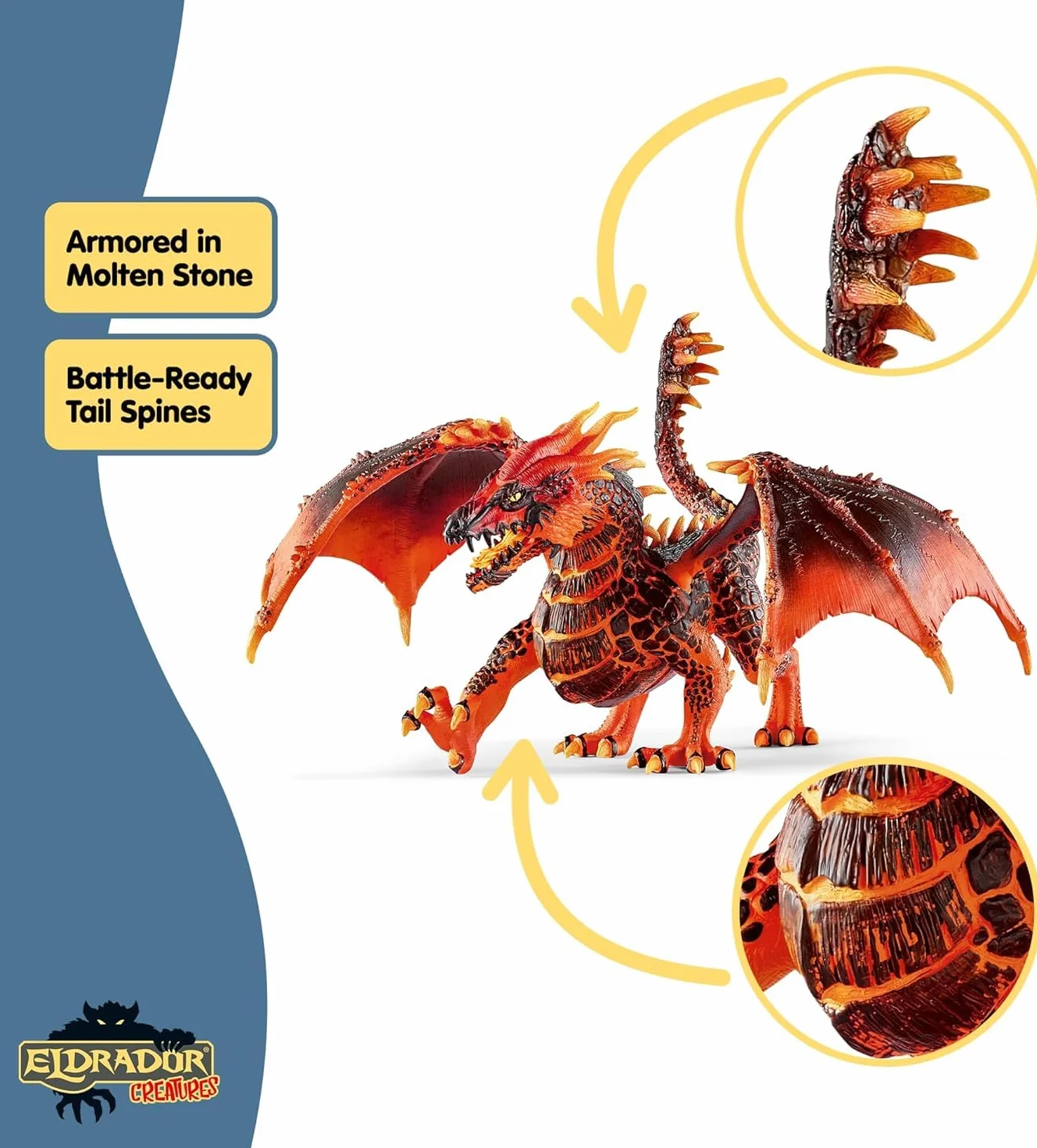 schleich ELDRADOR CREATURES | Magmowy smok 70138 | Figurka potwora schleich z ruchomą szczęką i skrzydłami | świetny prezent dla dzieci od 7 lat | 20 x 14 x 15 cm