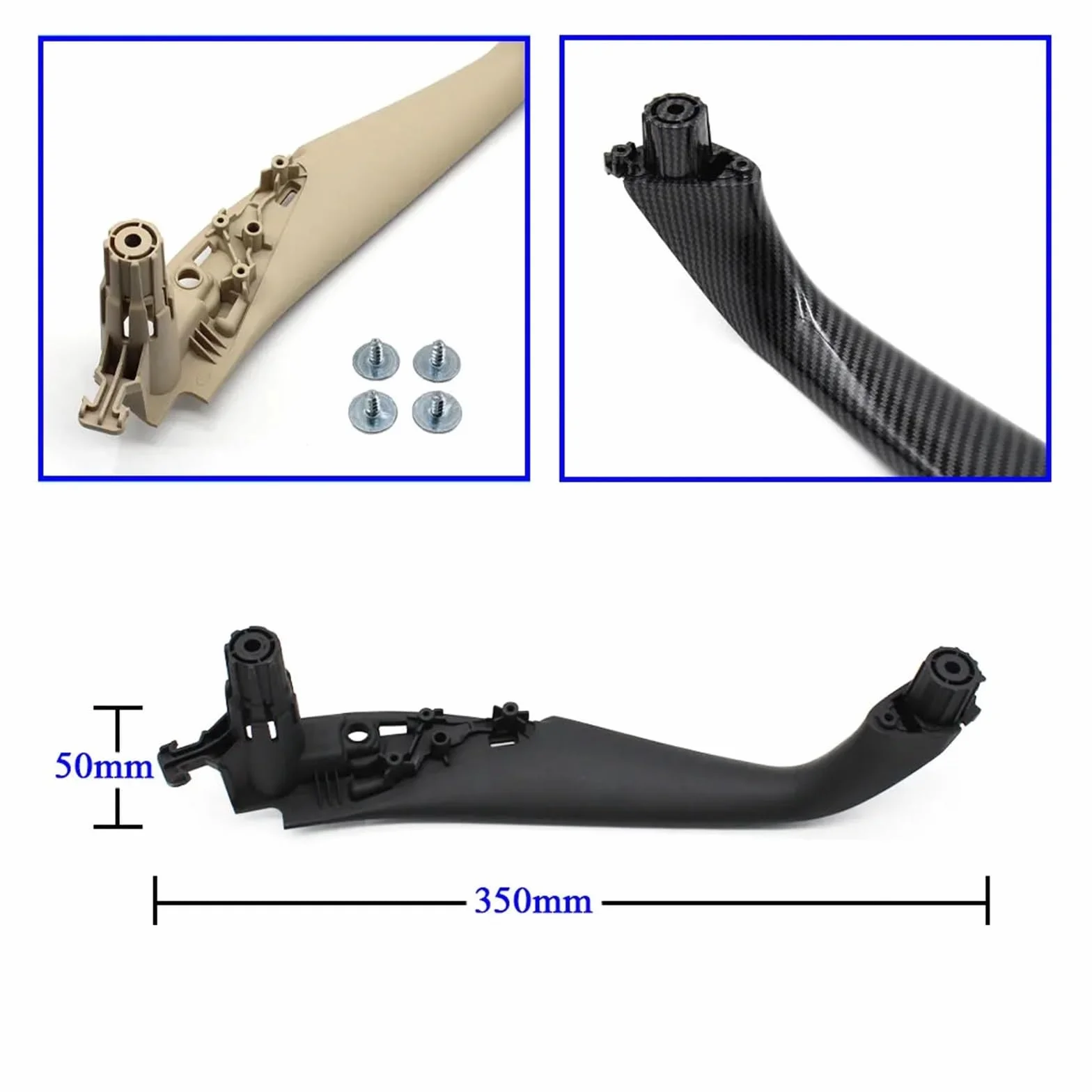 2/4PCS Car Door Handle Inside Cover Trim,Fit For BMW, 5 Series M5 G30 G31 F90 2017-2022 51417438523 Left Right Carbon Fiber Interior Osłona klamki wewnętrznej(Oyster Front 2pcs)