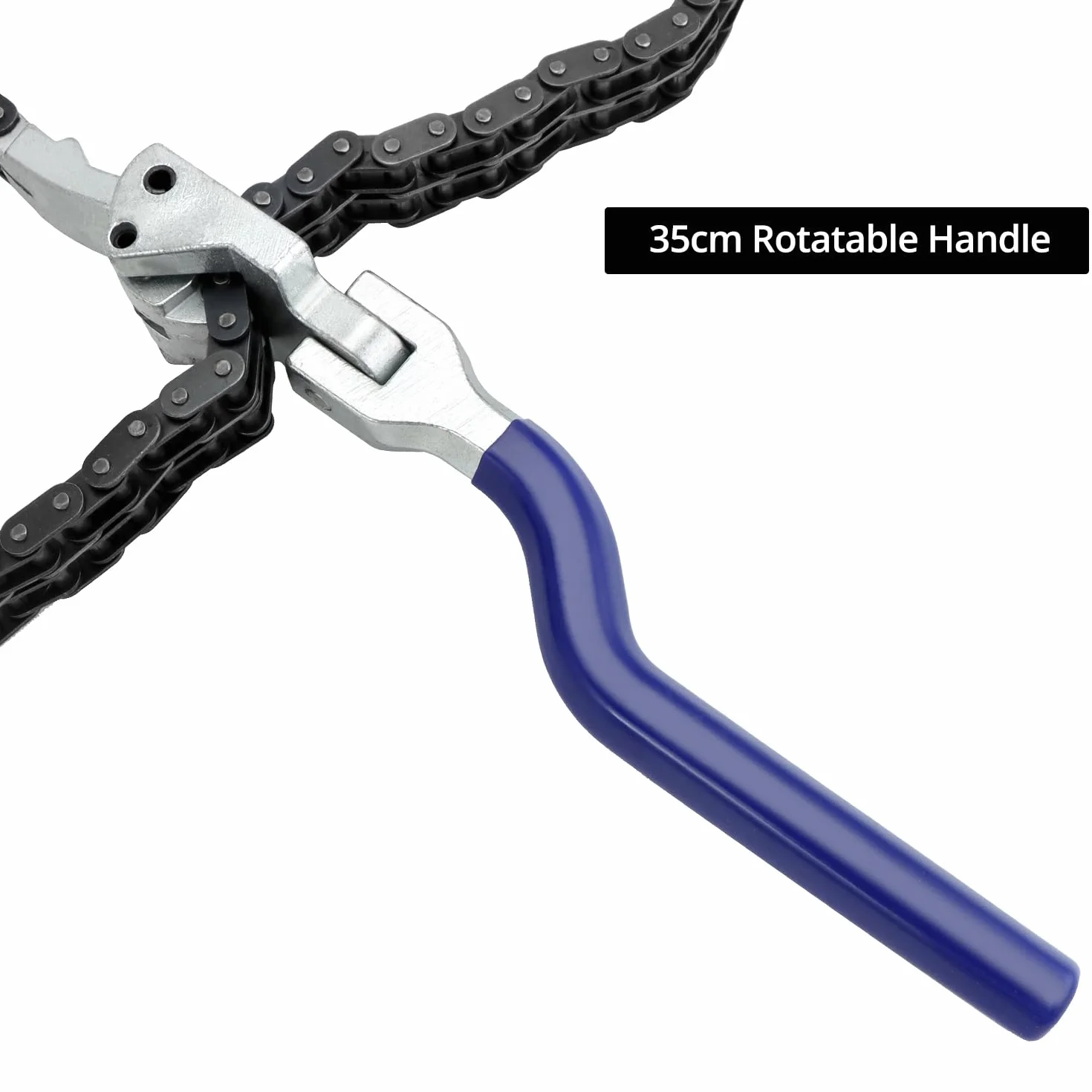 QWORK Regulowany klucz do filtra oleju łańcuchowy 60 cm łańcuch duplex Ø6-19,5 cm