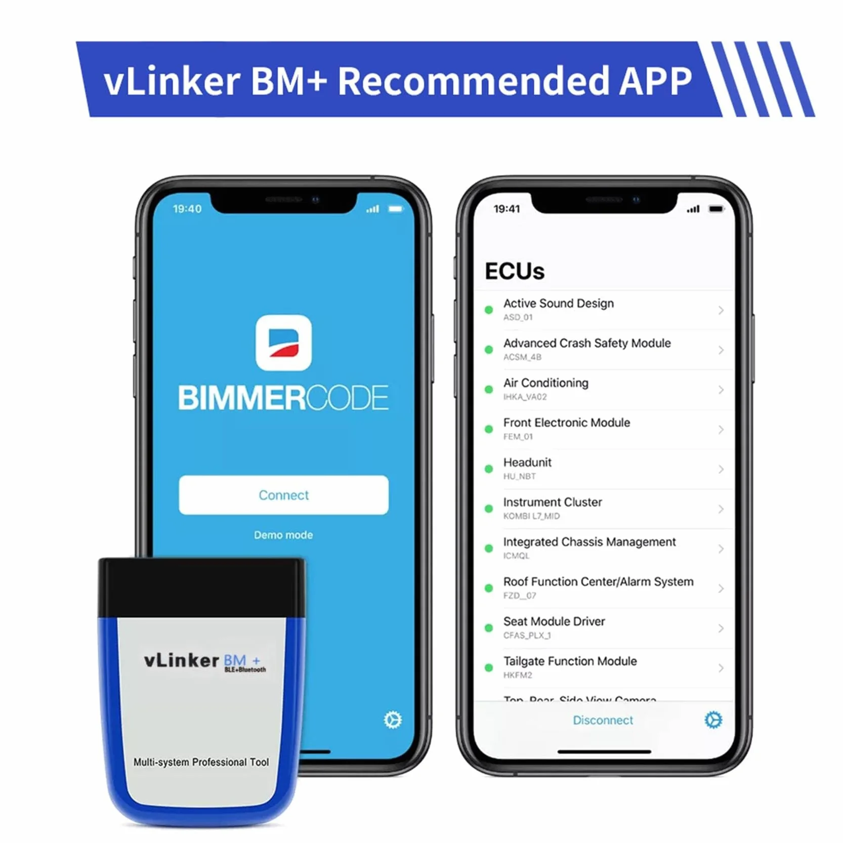 vLinker BM+ OBD2 Bluetooth Diagnostyczne narzędzie skanujące OBDII Skaner samochodowy dla iOS Android Windows BimmerCode