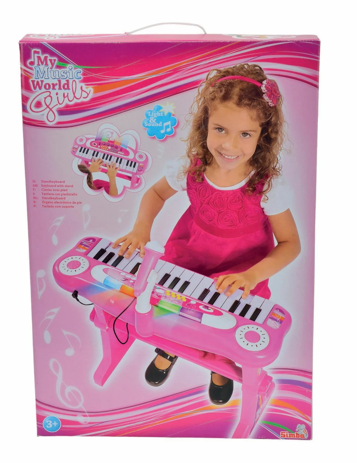 Simba 106830690 – My Music World Girls stojąca klawiatura, 31 przycisków, światło i dźwięk, 55 cm, od 3 lat