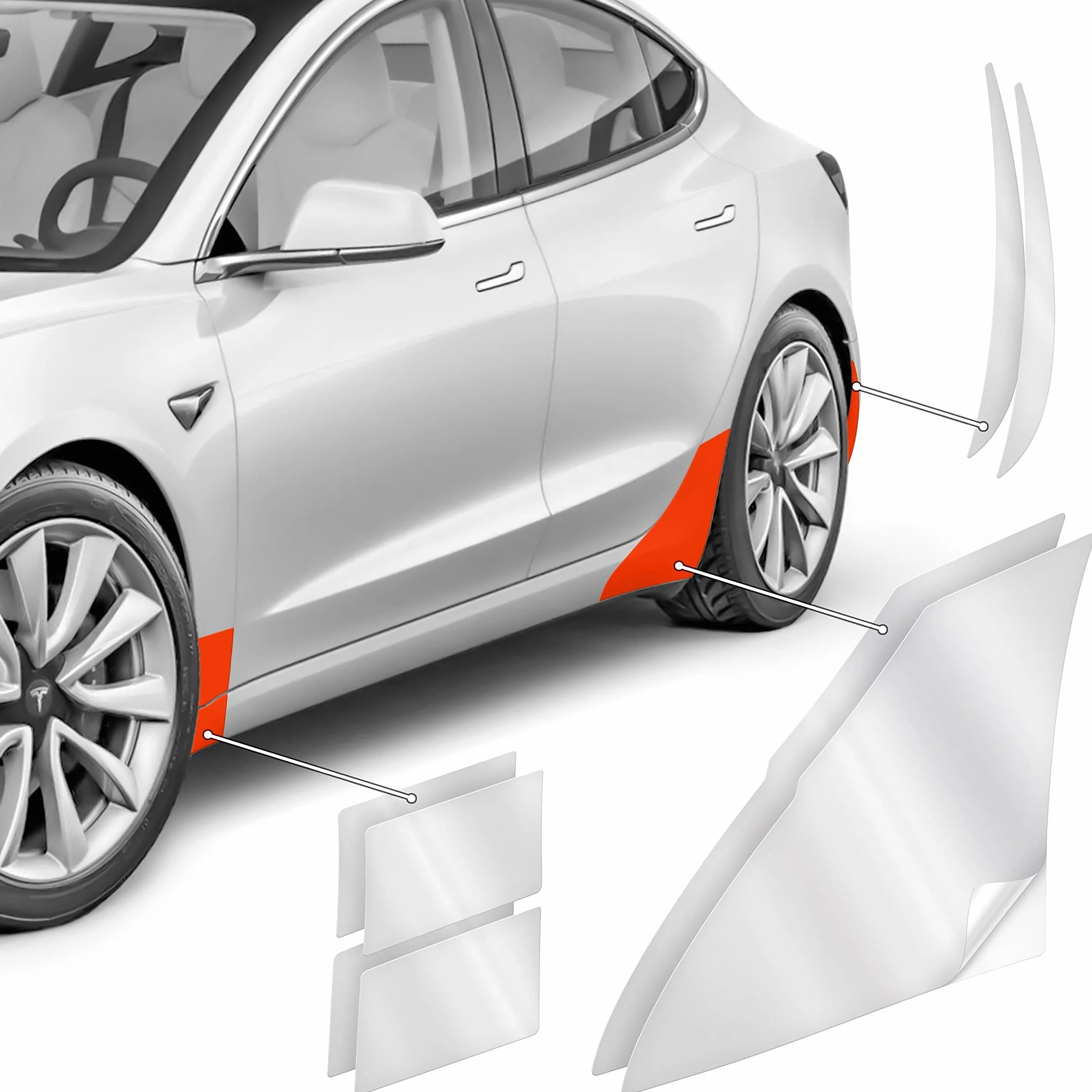 Luxshield kompletna folia ochronna na nadkola do Tesla Model 3 2017-2026 przezroczysta błyszcząca samoprzylepna