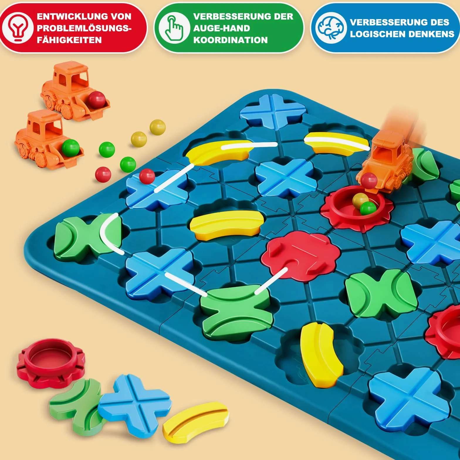 Herenear Labirynt gra planszowa dla dzieci 4 5 6 7 8 lat, duże 78 x 38 cm logiczne budowanie dróg gry towarzyskie, logiczne puzzle edukacyjne na planszach dla wielu graczy i rodziny