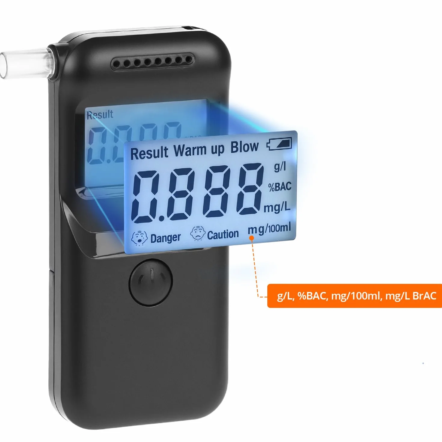 QWORK Alkomat cyfrowy z 20 ustnikami, pomiar BAC, niebieski LCD
